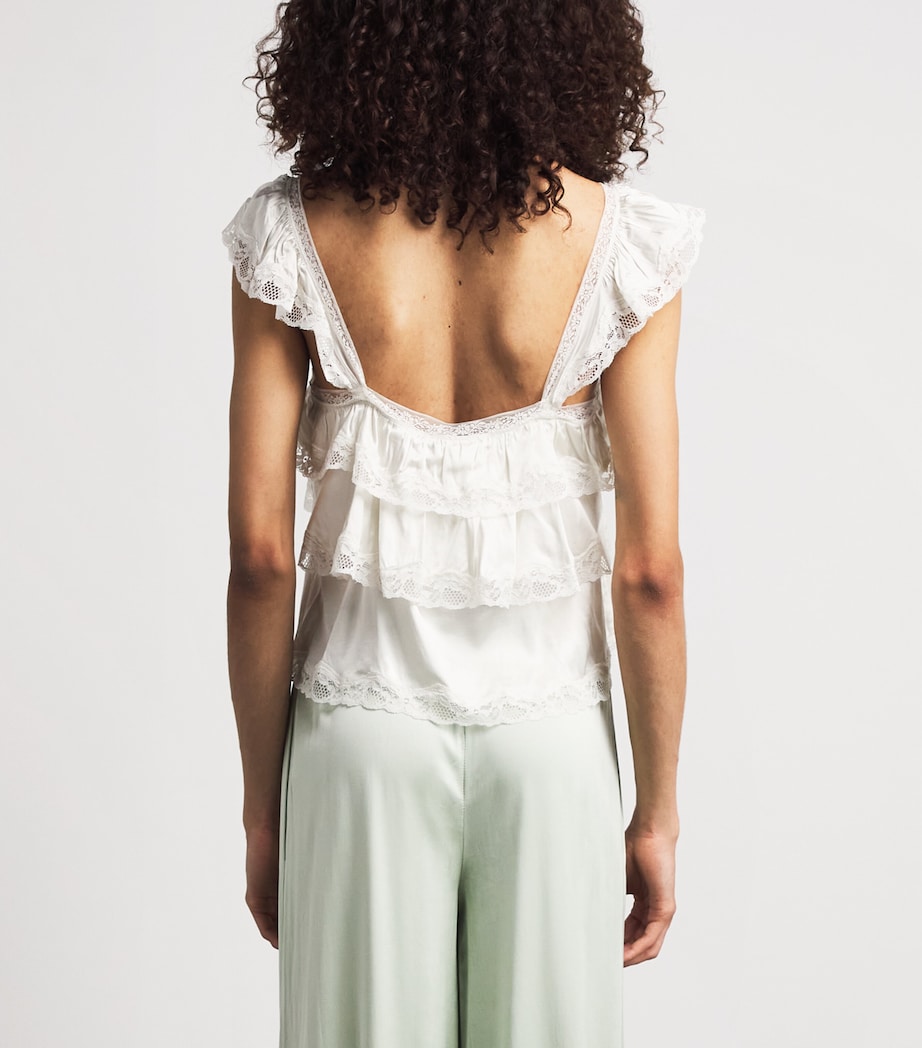 Alice+Olivia Womens Tiered Sylvie Blouse Vanilla Image 5