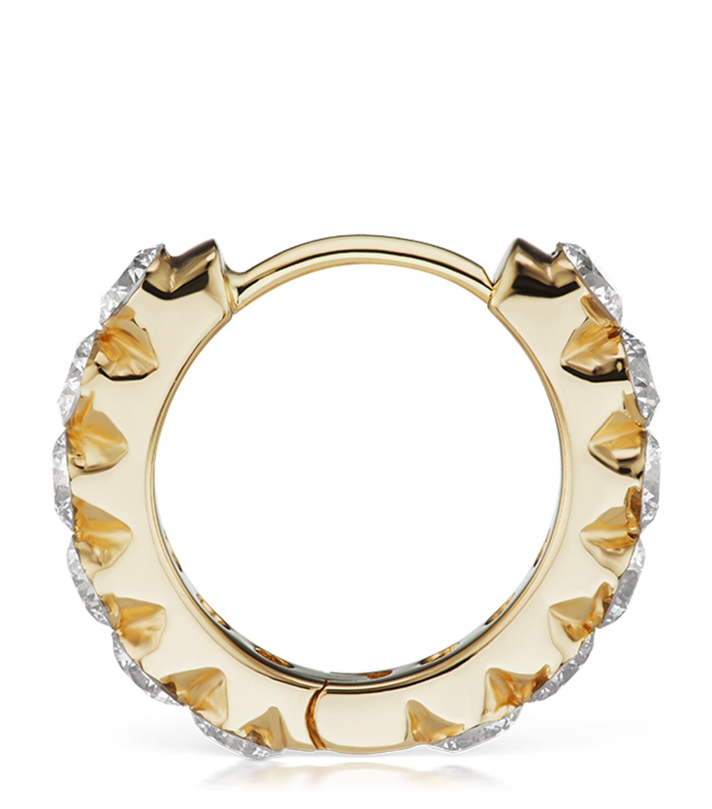 Yellow Gold Invisible Set Large Diamond Eternity Hoop Earring (9.5mm) YELLOW GOLD Image 2