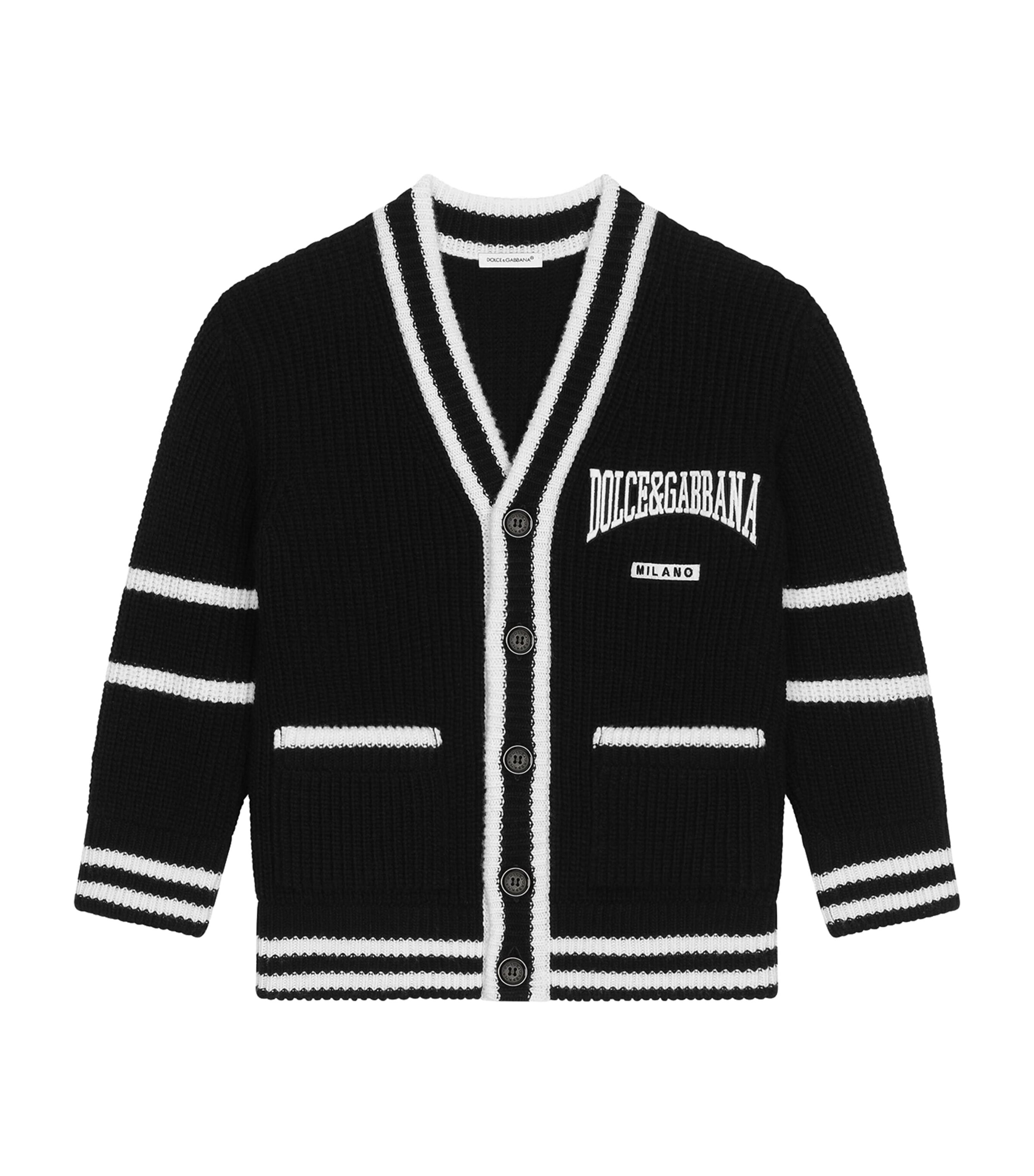 Dolce & Gabbana Black And White Cardigan With Dolce&gabbana Logo