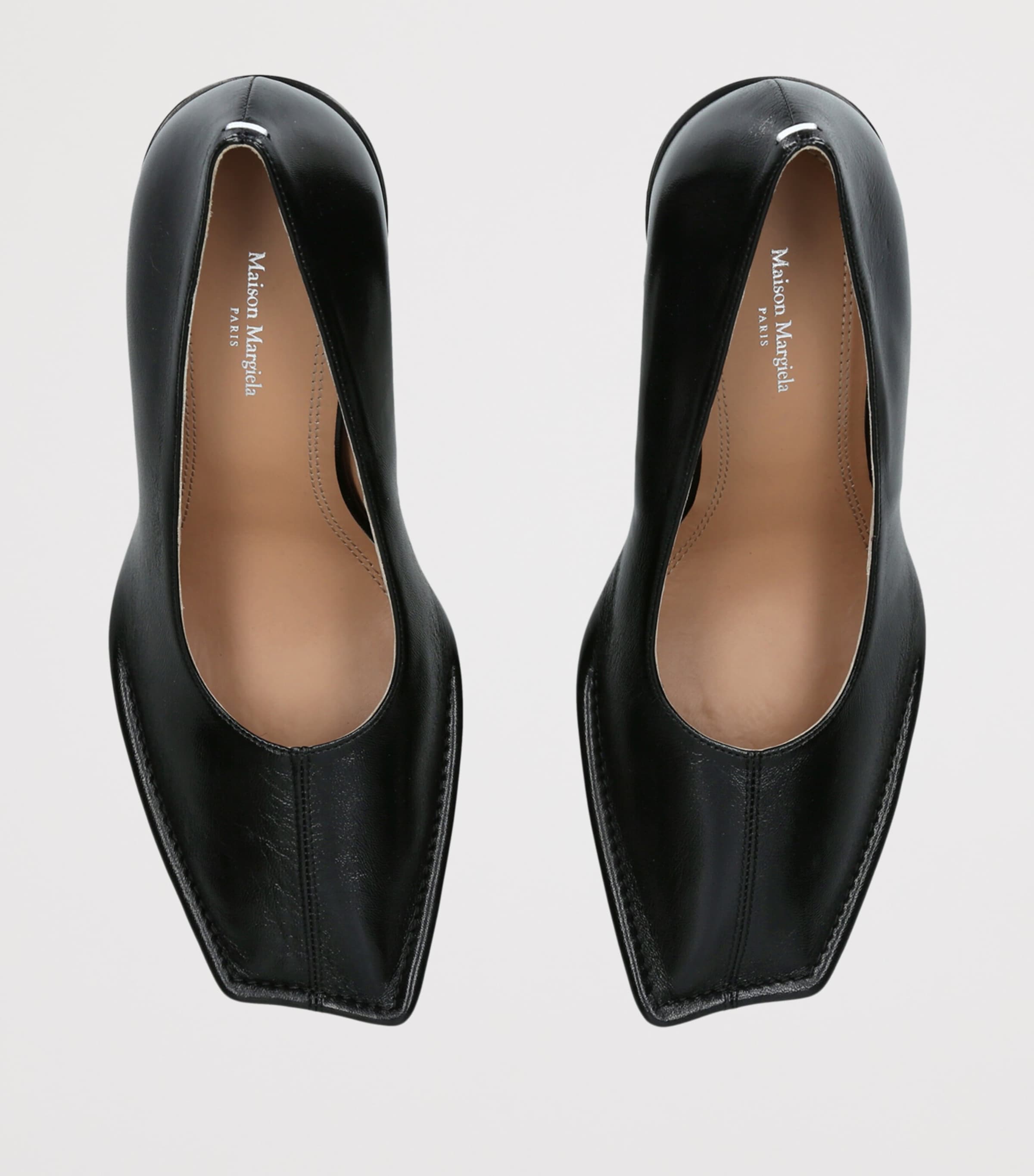 Maison Margiela Leather Piped Heeled Pumps 85 Black Image 3