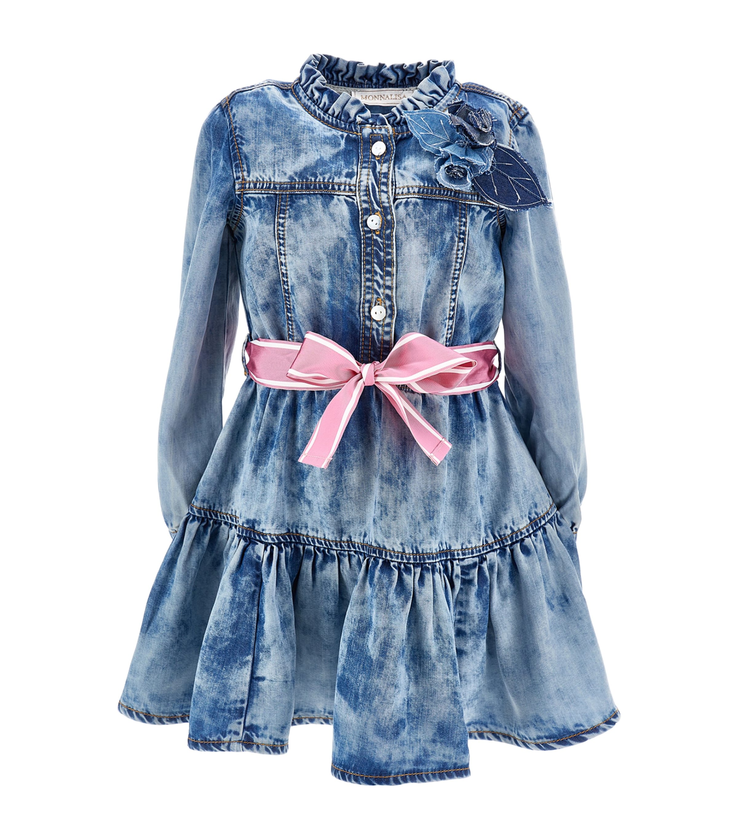 Denim Bow Belt Dress (2-12 Years) BLU STONE DENIM Image 1