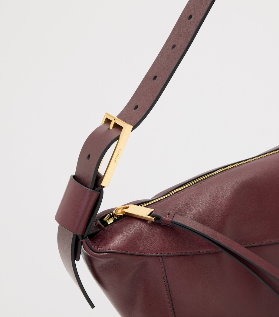 Leather Luna Shoulder Bag DARK RED Image 4