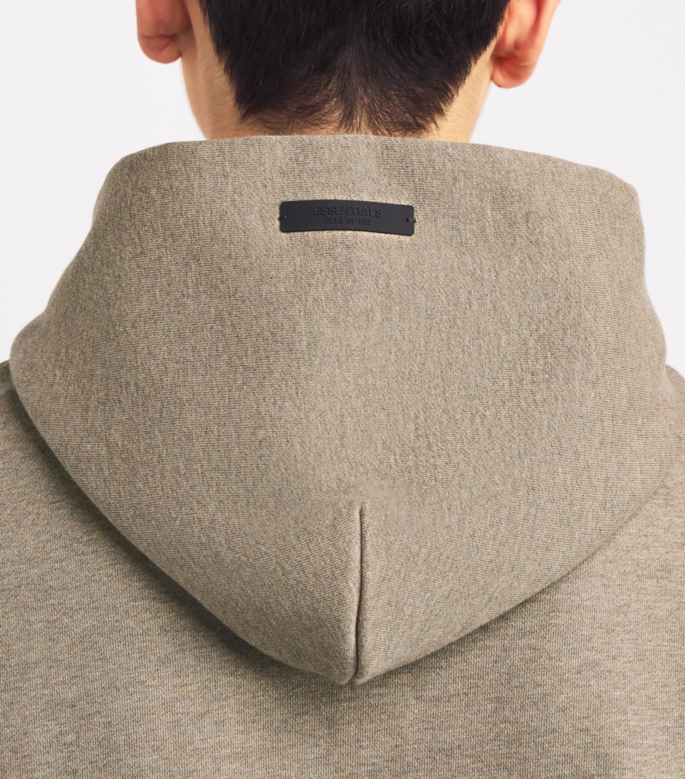 FEAR OF GOD ESSENTIALS Mens Cotton-Blend Logo Print Hoodie Heather Gray Image 6