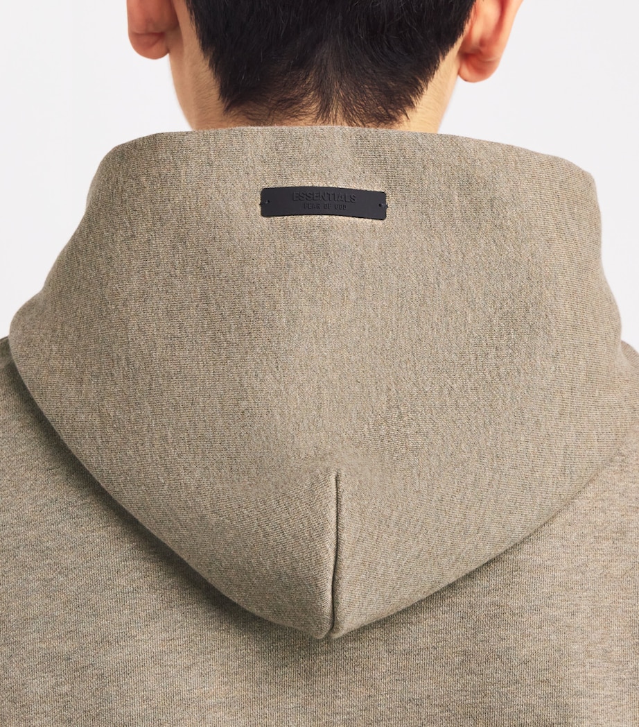 FEAR OF GOD ESSENTIALS Mens Cotton-Blend Logo Print Hoodie Heather Gray Image 6