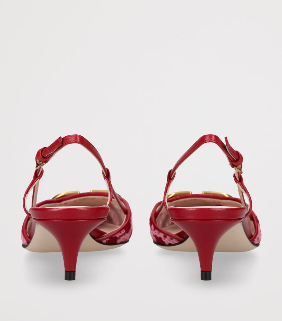 Valentino Garavani Crochet VLogo Signature Slingback Pumps 40 Pink Comb Image 2
