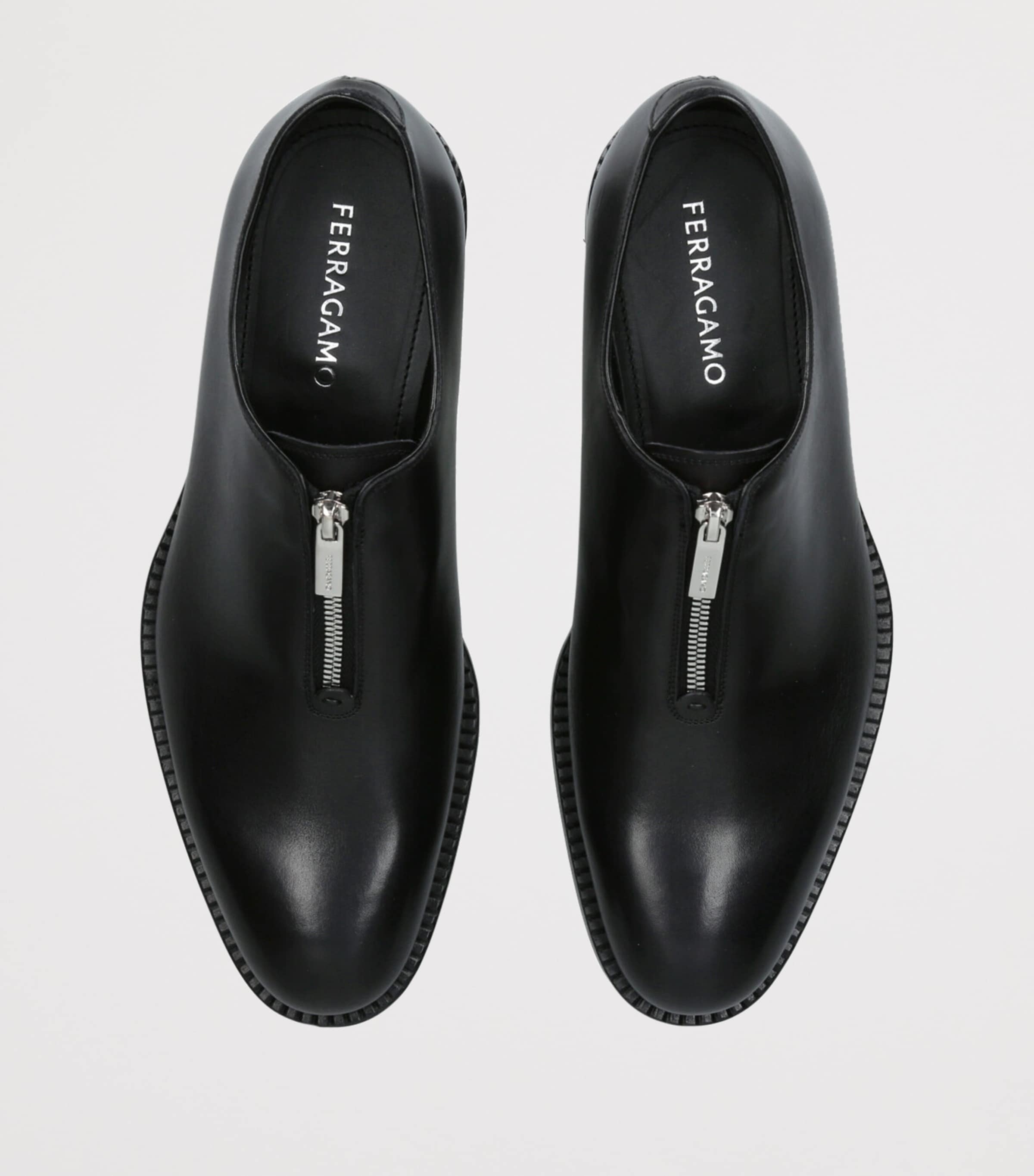 Leather Zip-Detail Derby Shoes BLACK Image 4