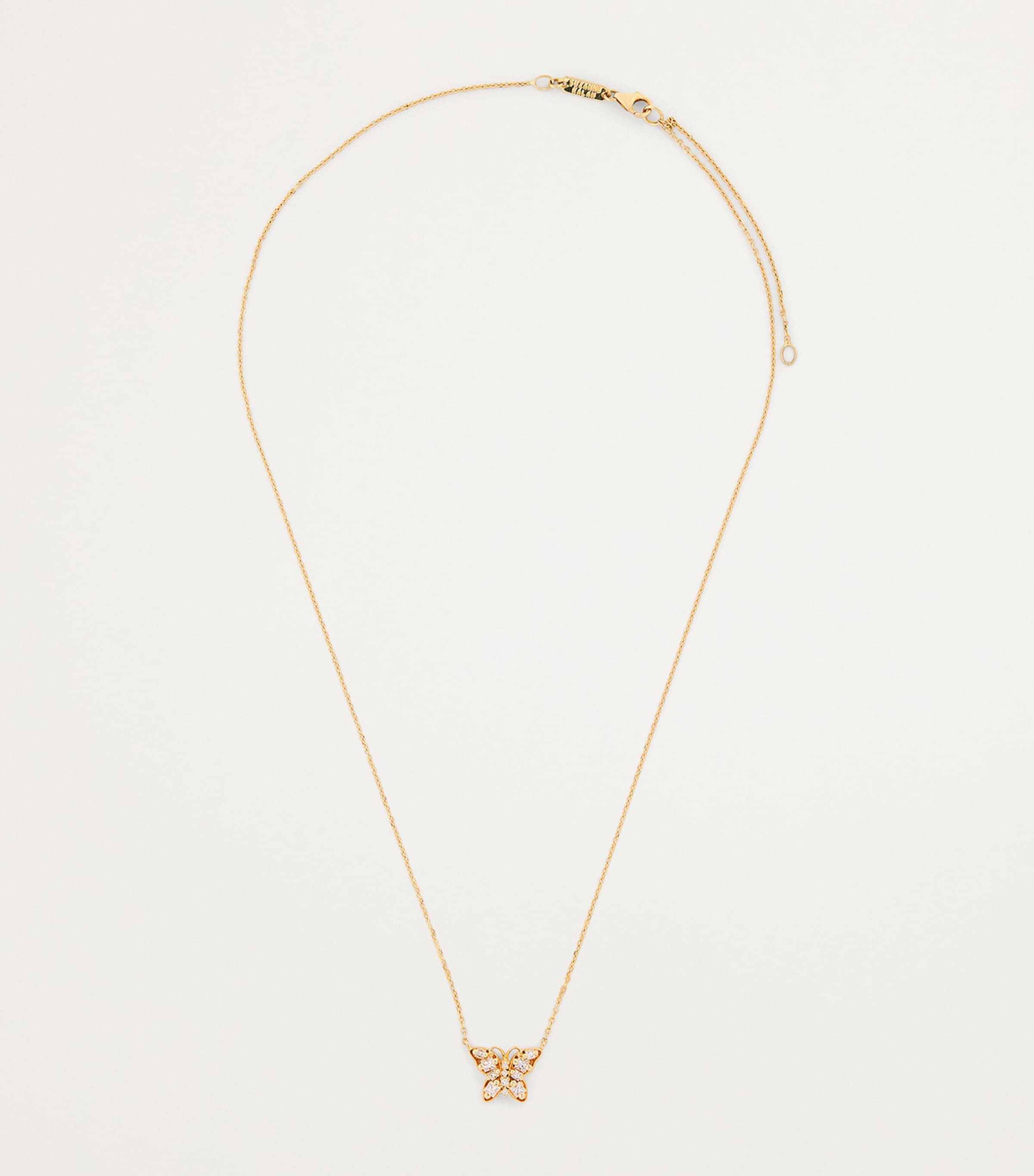 Suzanne Kalan Yellow Gold and Diamond Princess Mini Butterfly Necklace Yg/wd Image 3