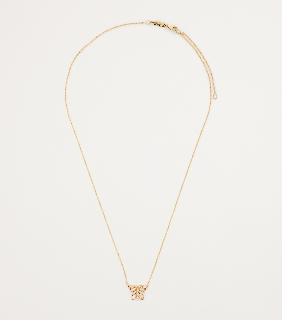 Suzanne Kalan Yellow Gold and Diamond Princess Mini Butterfly Necklace Yg/wd Image 3