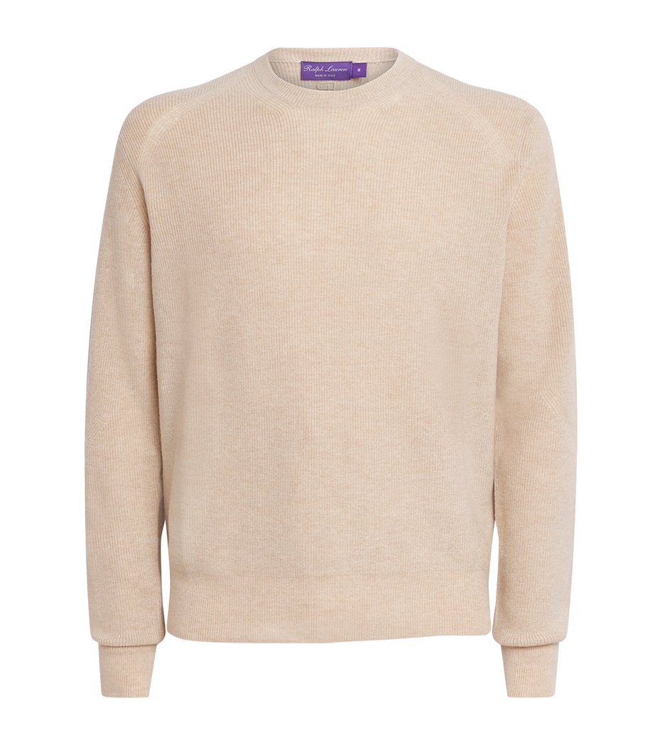 Ralph Lauren Purple Label Mens Cashmere Crew-Neck Sweater Champagne Melange Image 1