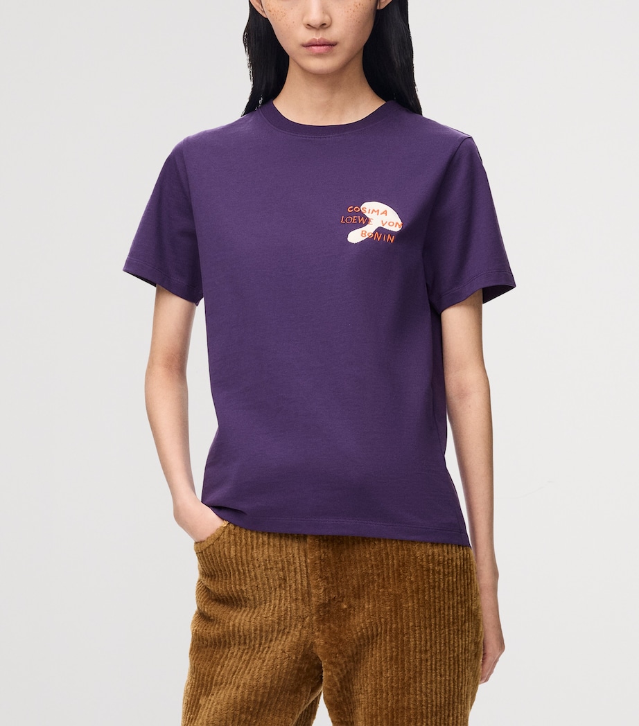 LOEWE Womens x Cosima Von Bonin Cotton Logo T-Shirt Purple Image 3