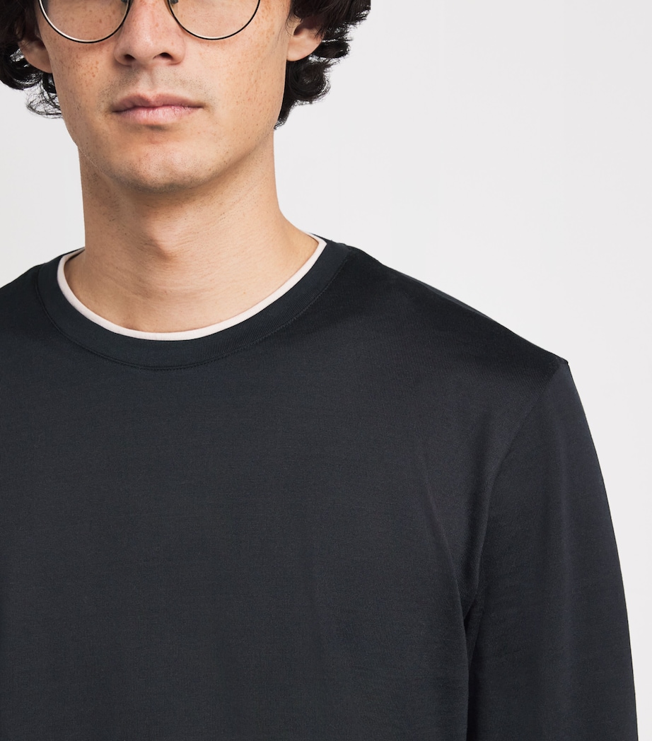 Cotton Long-Sleeve T-Shirt NERO E SABBIA Image 6