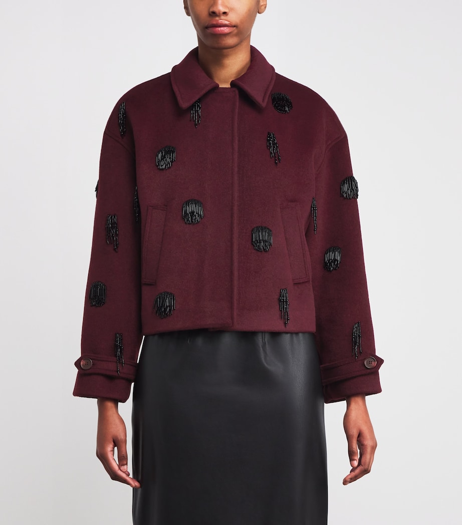 Wool-Blend Embellished Katya Jacket OXBLOOD Image 3