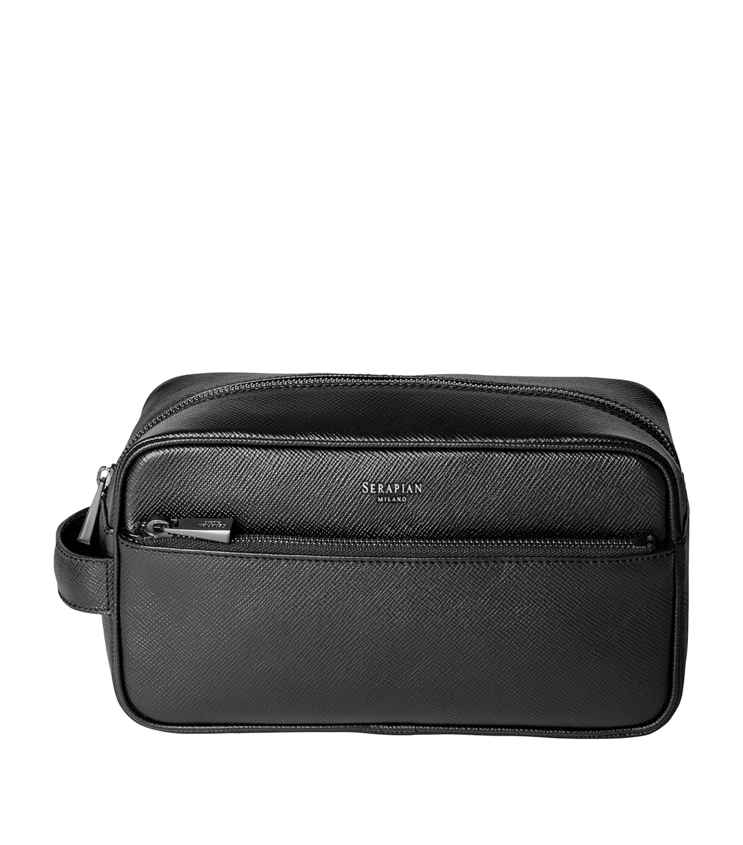 Shop Serapian Leather Evolution Wash Bag In Black