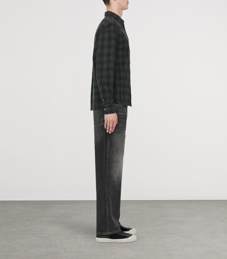 AllSaints Mens Organic Cotton Check Bower Shirt Anthracite Black Image 4