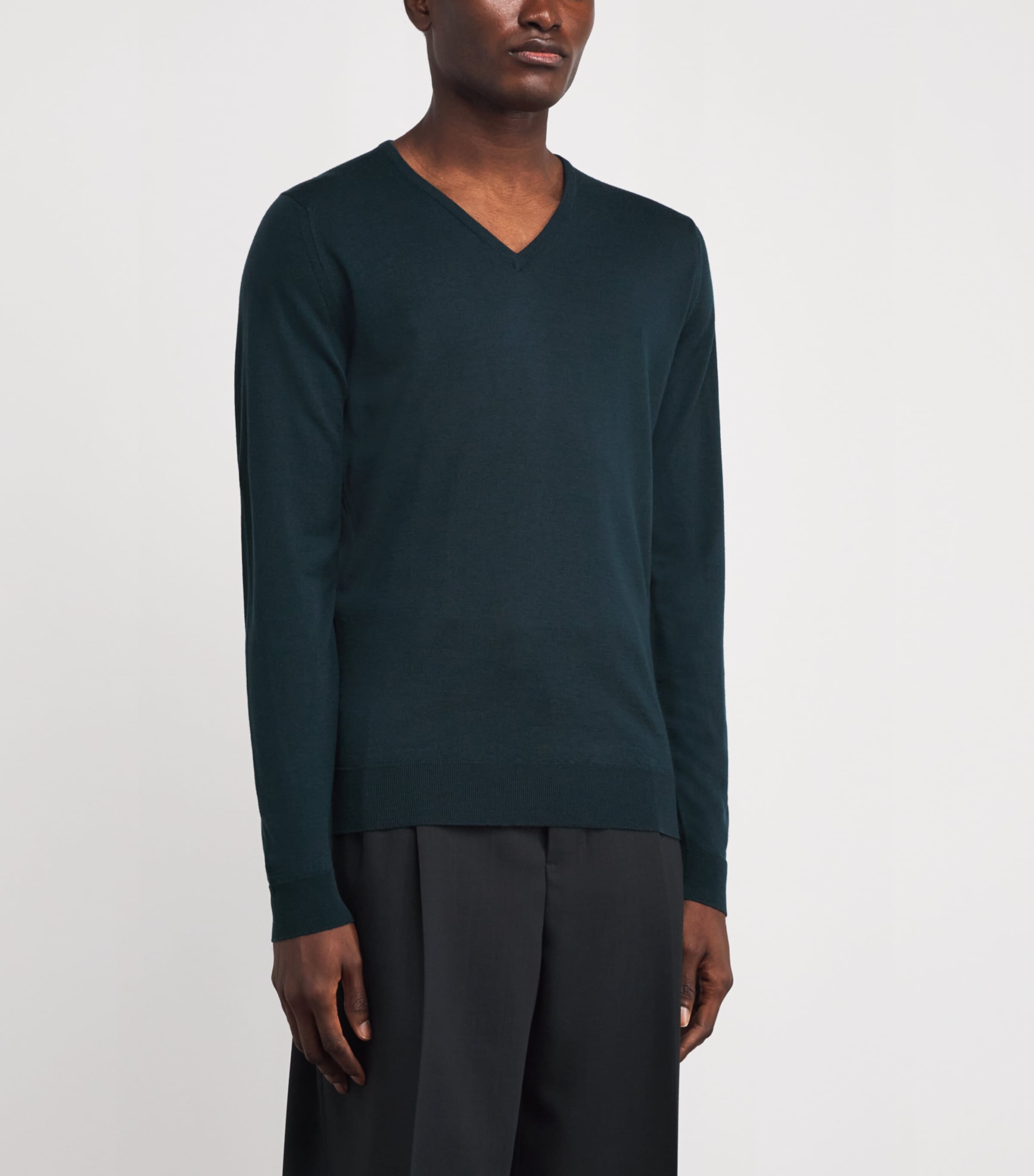 Merino Wool V-Neck Sweater RICHARDSON GREEN Image 3