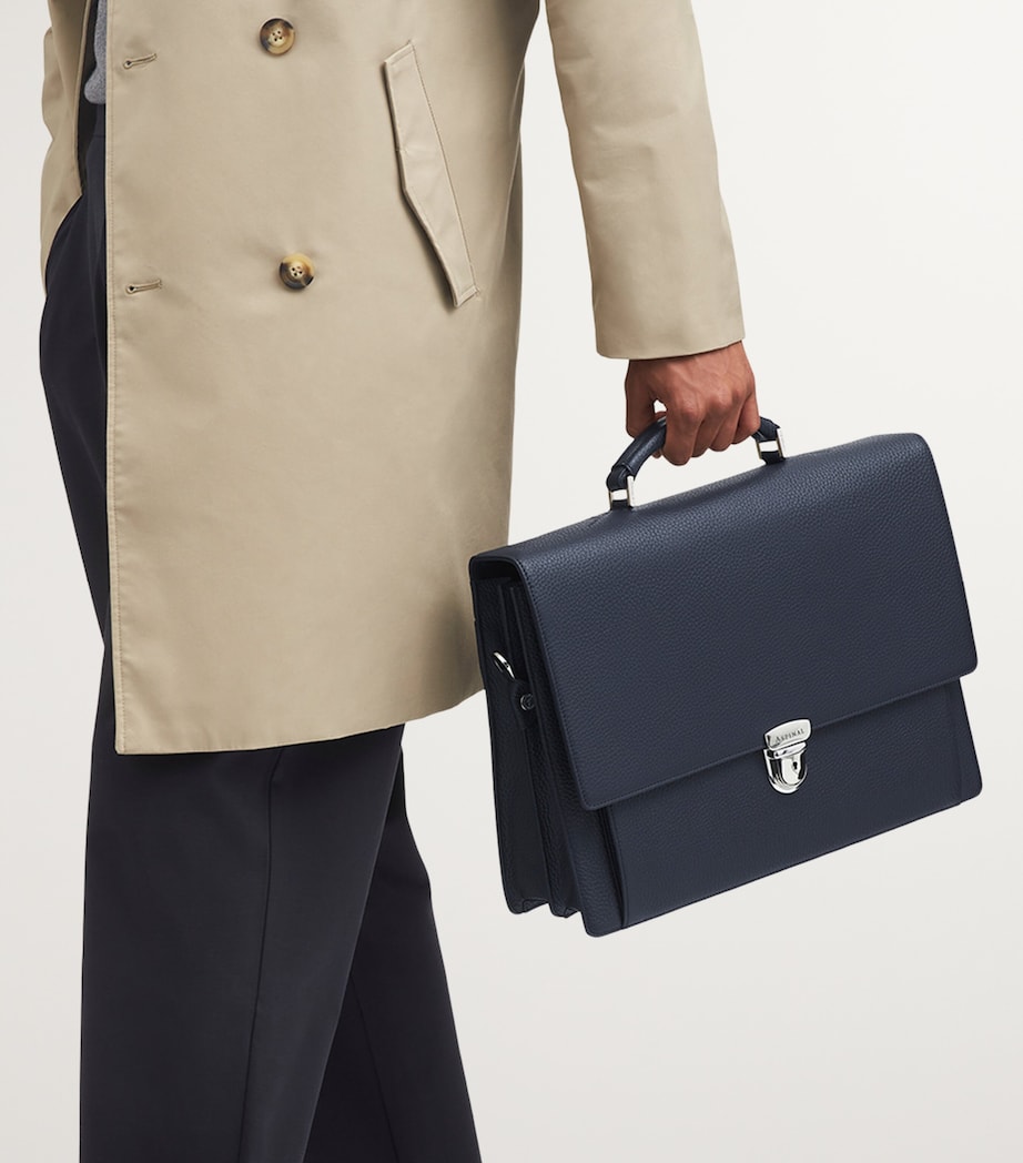 Leather City Laptop Briefcase NAVY Image 6