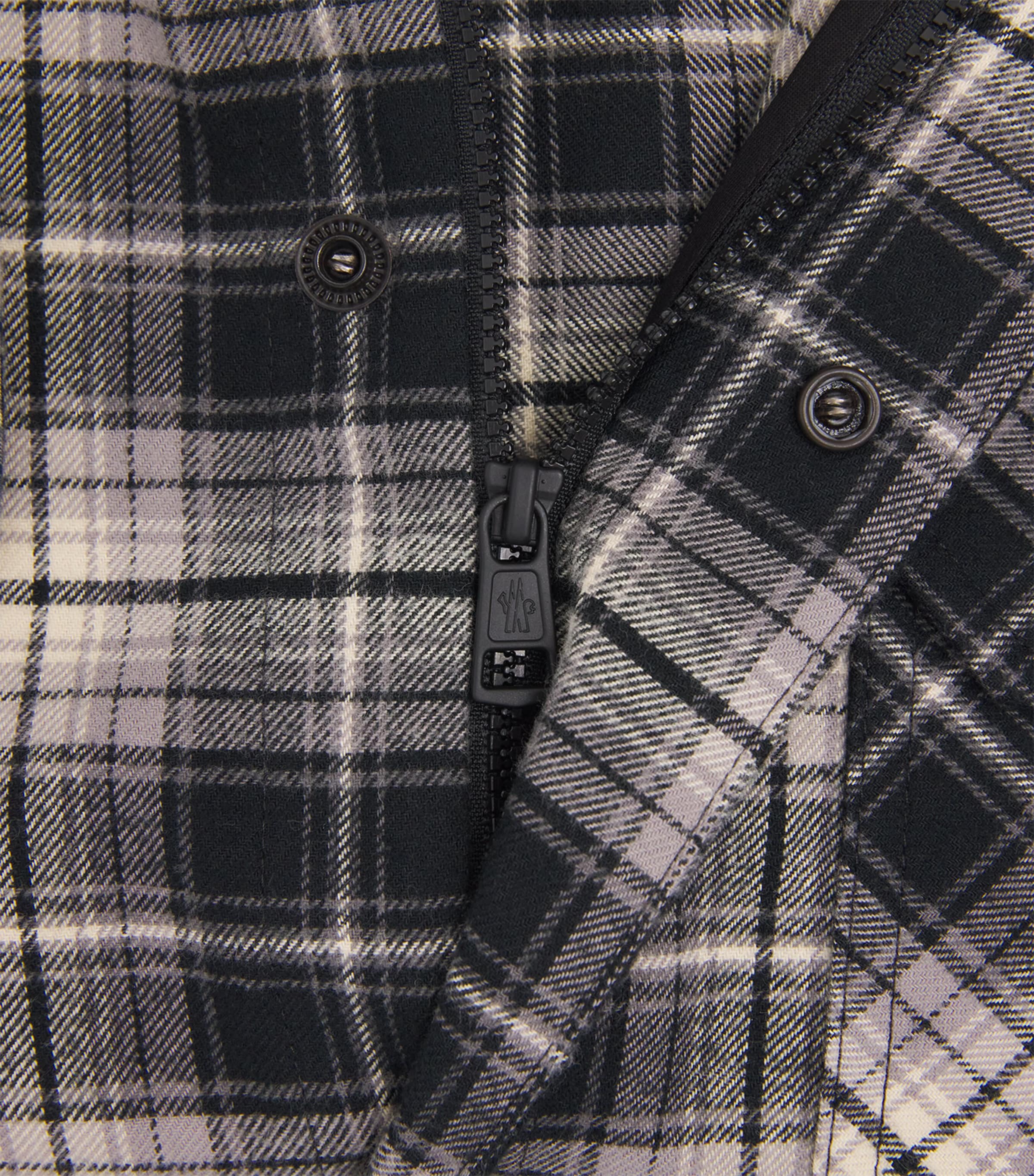 Moncler Mens Cotton Check Zip-Up Shirt Image 6