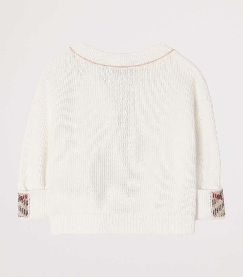Burberry Kids Cotton Logo Cardigan (6-36 Months) Ivory Image 2