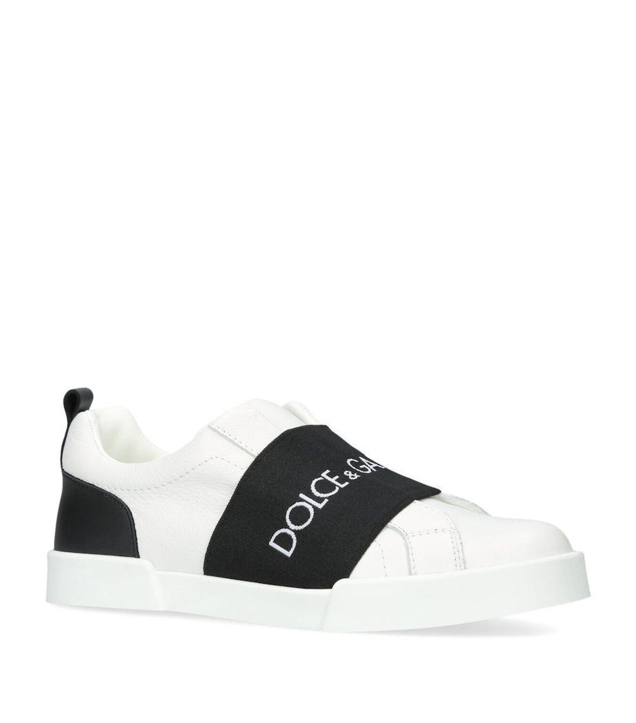 Dolce&Gabbana Kids Leather Logo Sneakers White/blk Image 3