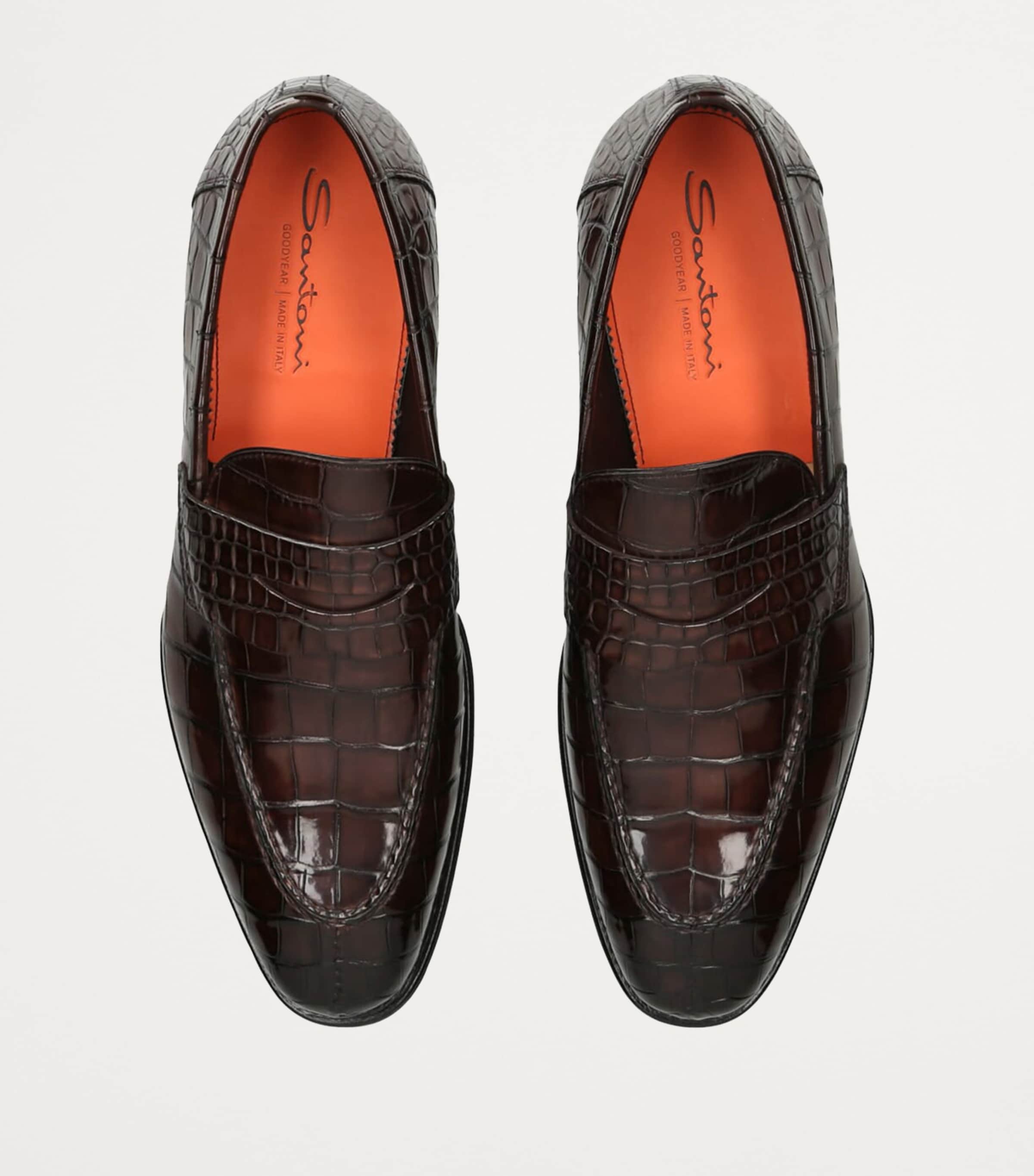 Crocodile Skin Duke Penny Loafers DARK BROWN Image 4
