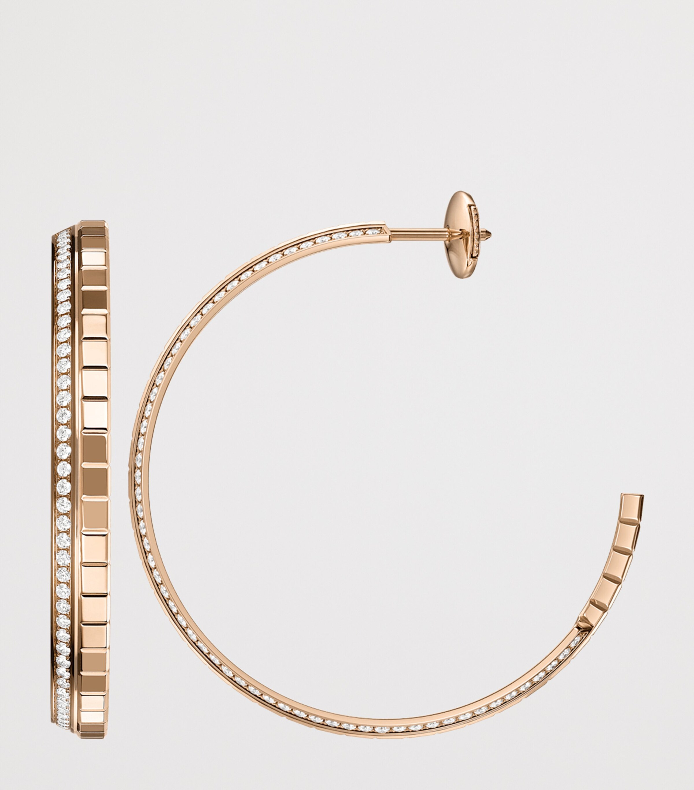 Small Rose Gold and Diamond Ice Cube Hoop Earrings 18K ROSE GOLD Image 4