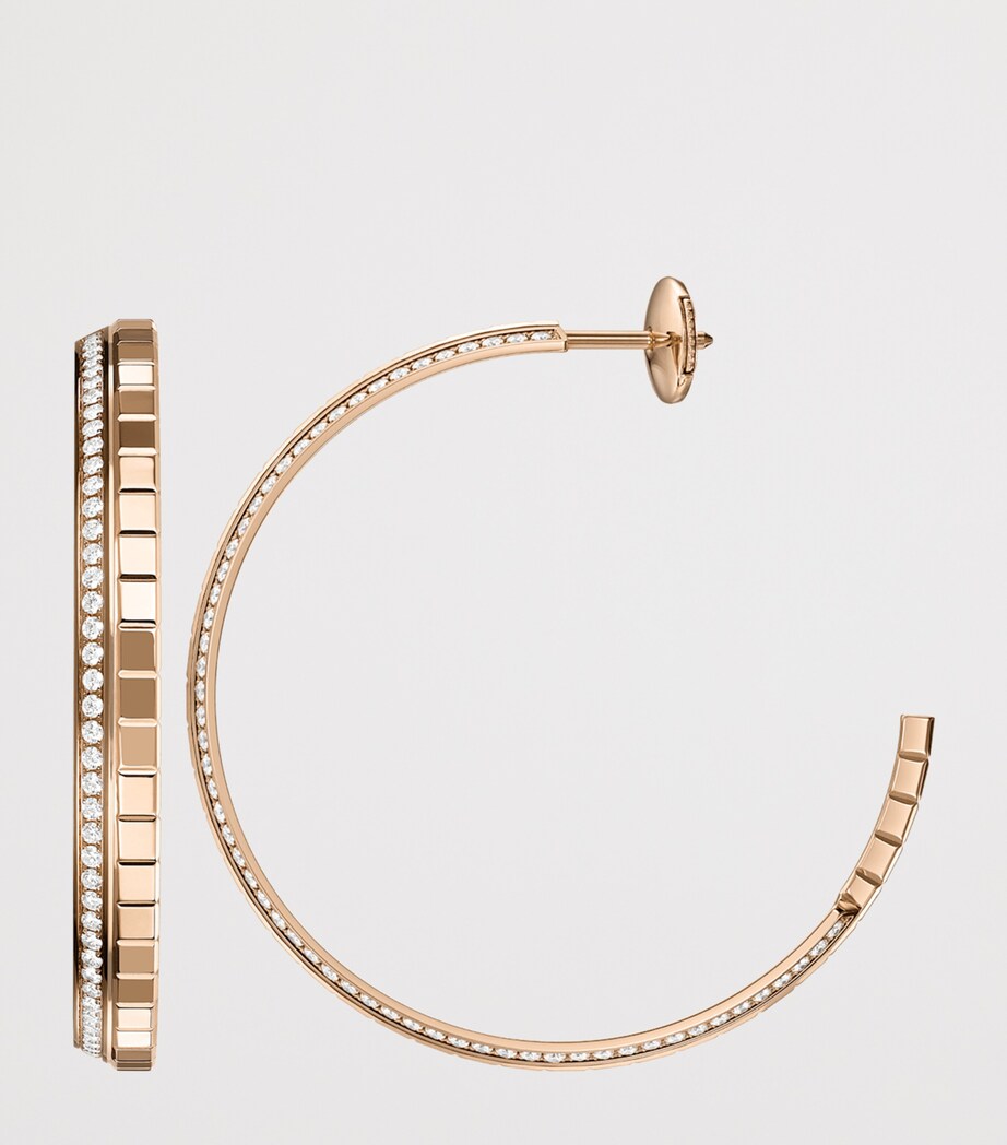 Small Rose Gold and Diamond Ice Cube Hoop Earrings 18K ROSE GOLD Image 4