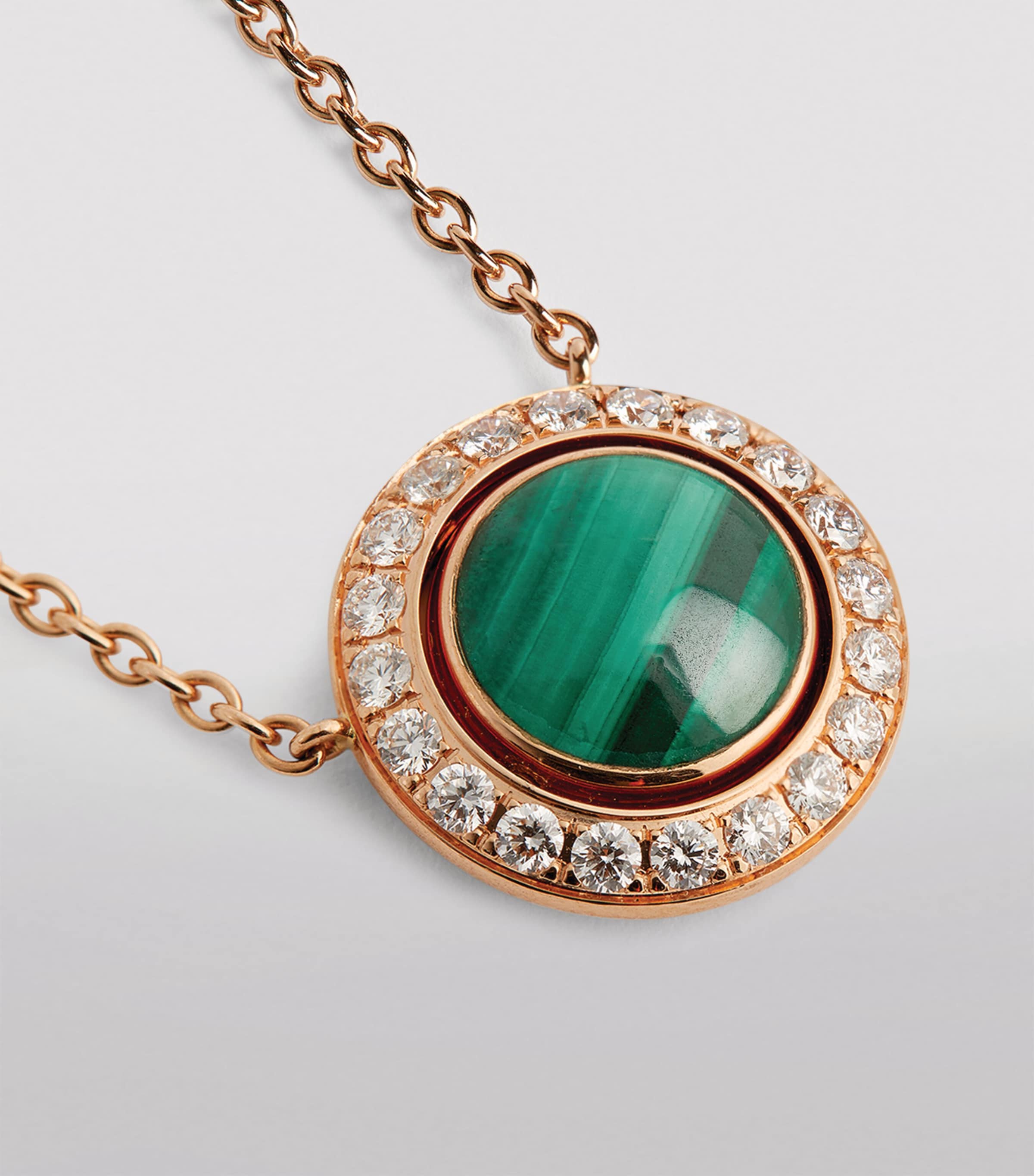 Rose Gold, Diamond and Malachite Possession Necklace GREEN Image 5