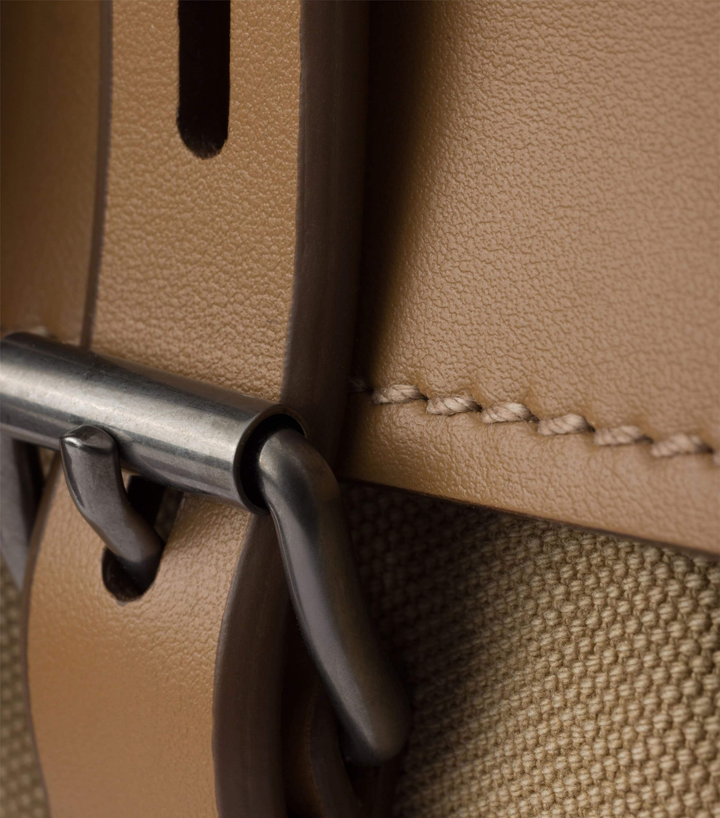 Prada Cotton-Leather Route Tote Bag Neutral Image 8