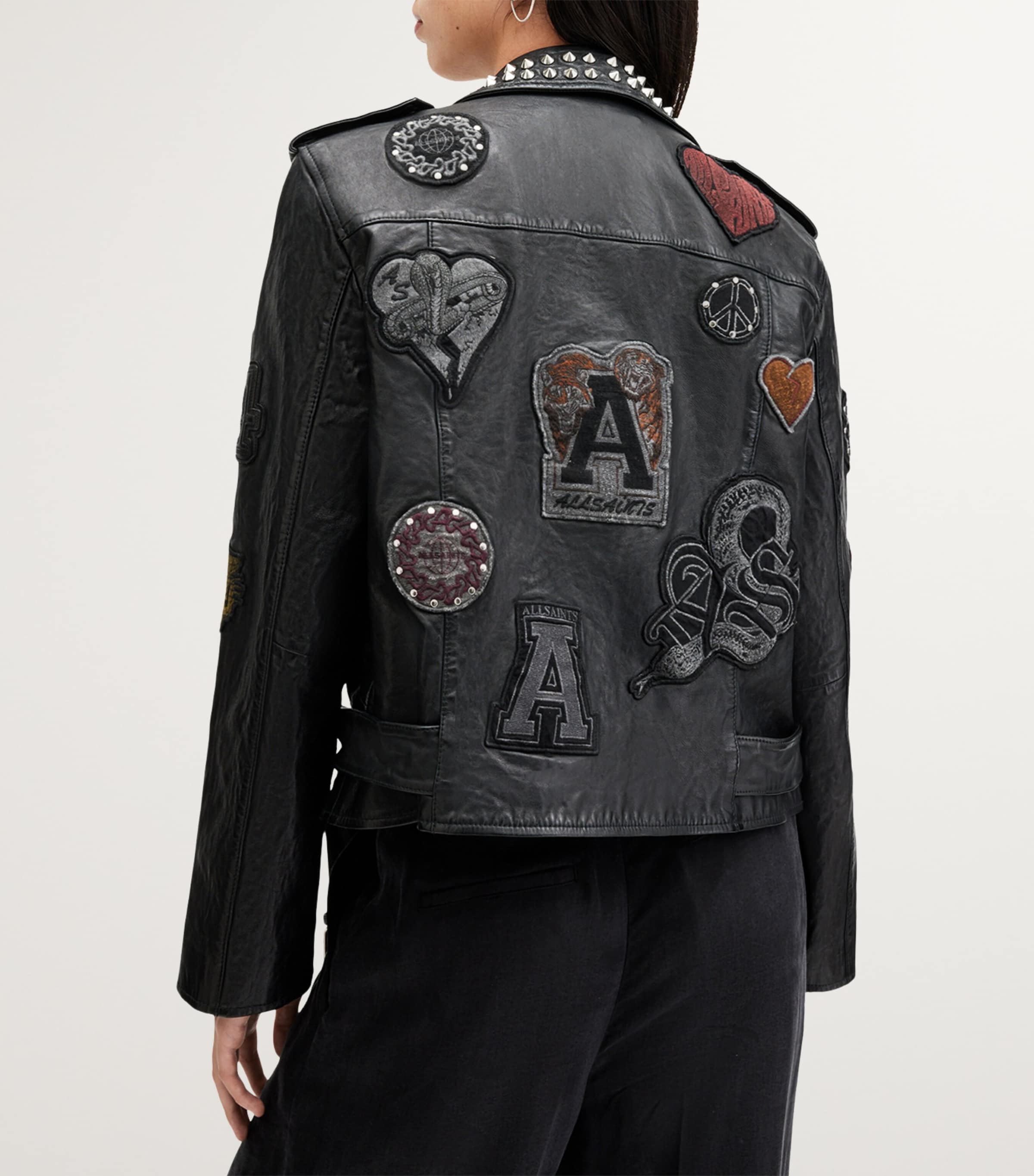 ジャケット・アウター ALLSAINTS leather Jacket AllSaints Black Leather College Biker Jacket | Harrods US