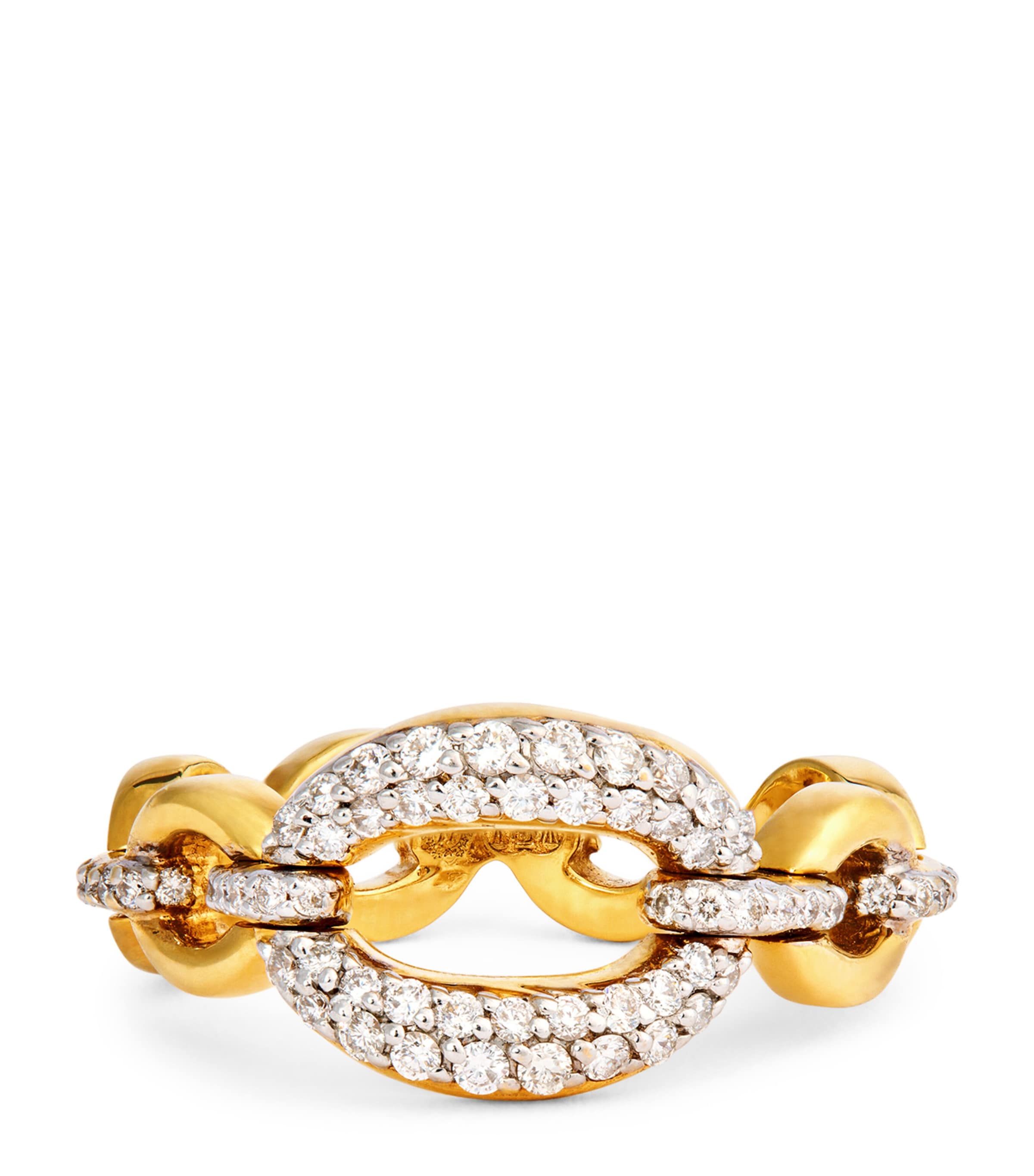 Nadine Aysoy Yellow Gold And Diamond Catena Large Link Ring