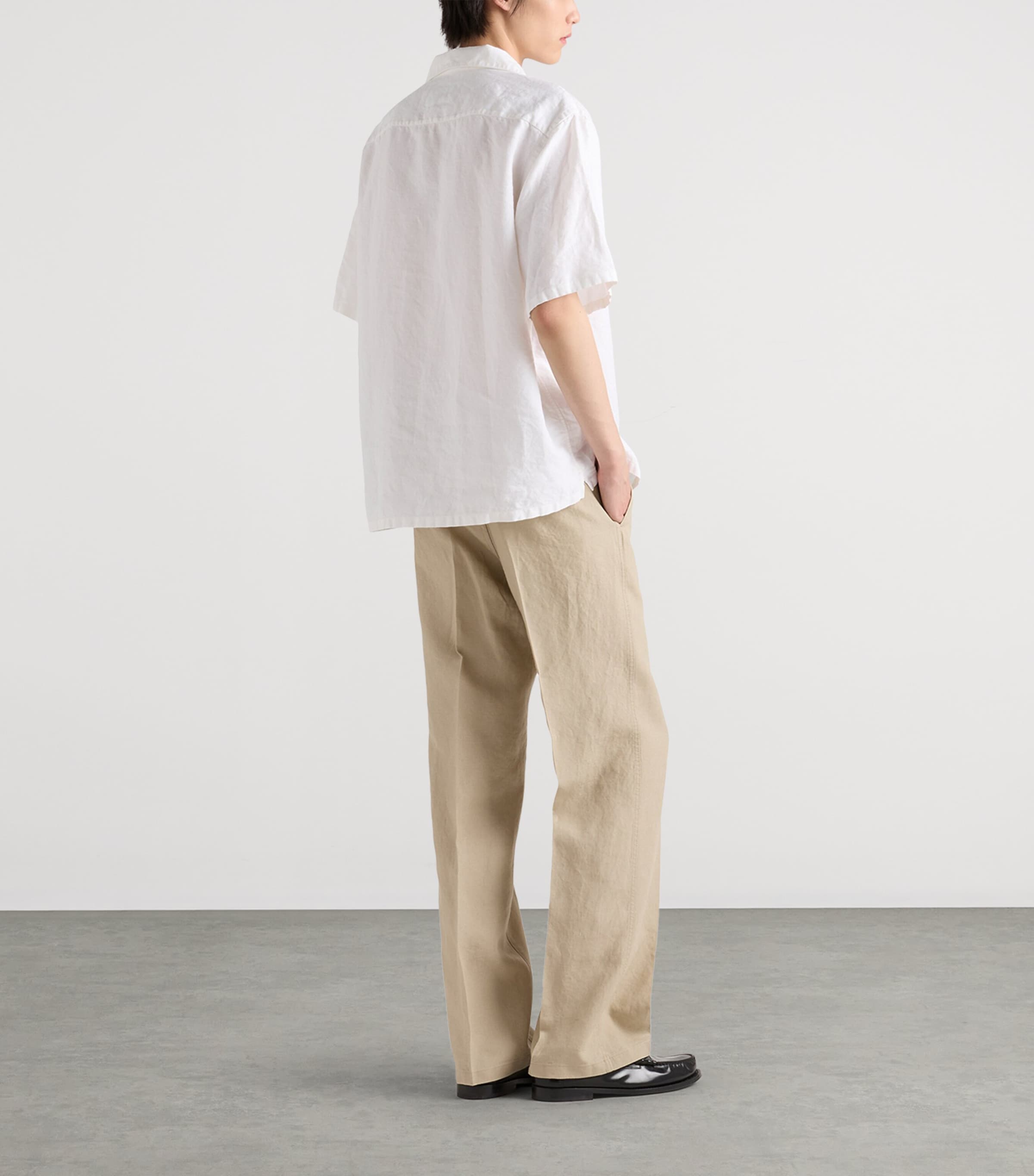 Prada Mens Linen Bowling Shirt White Image 4
