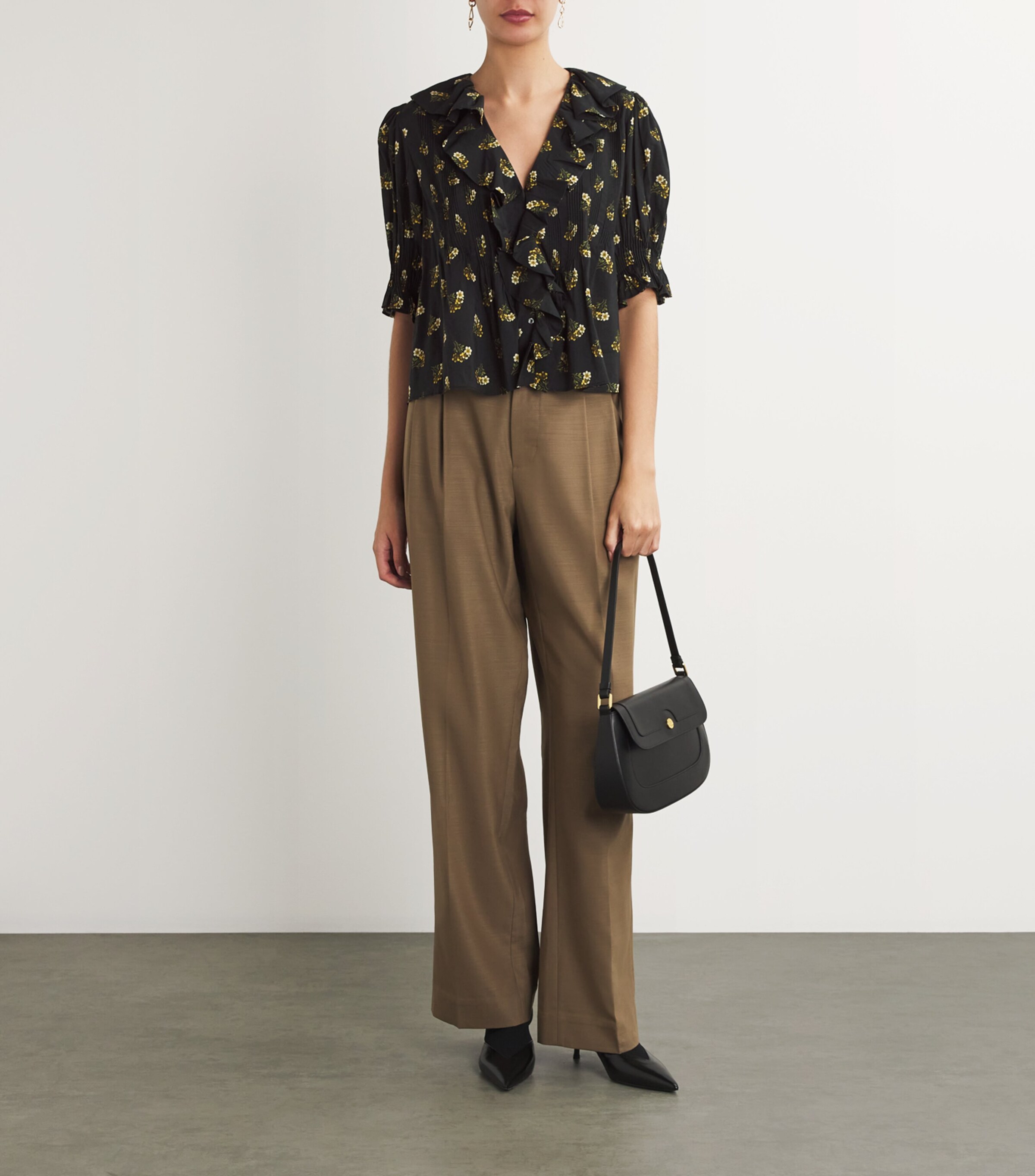 DÔEN Womens Buttercup Bouquet Ruffled Henry Blouse Buttercup Bouquet Image 2