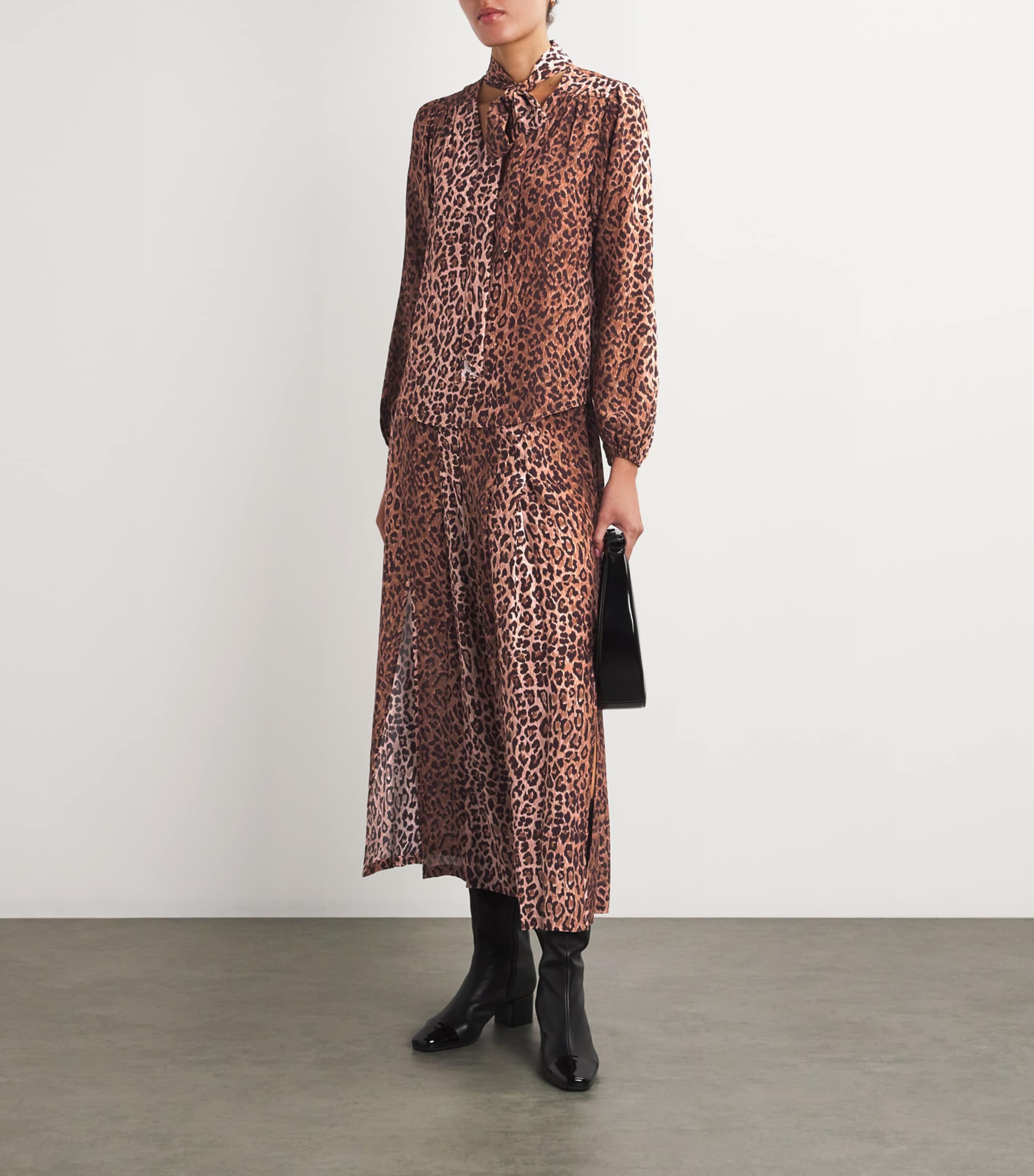 Silk Moss Pussybow Blouse LEOPARD Image 2