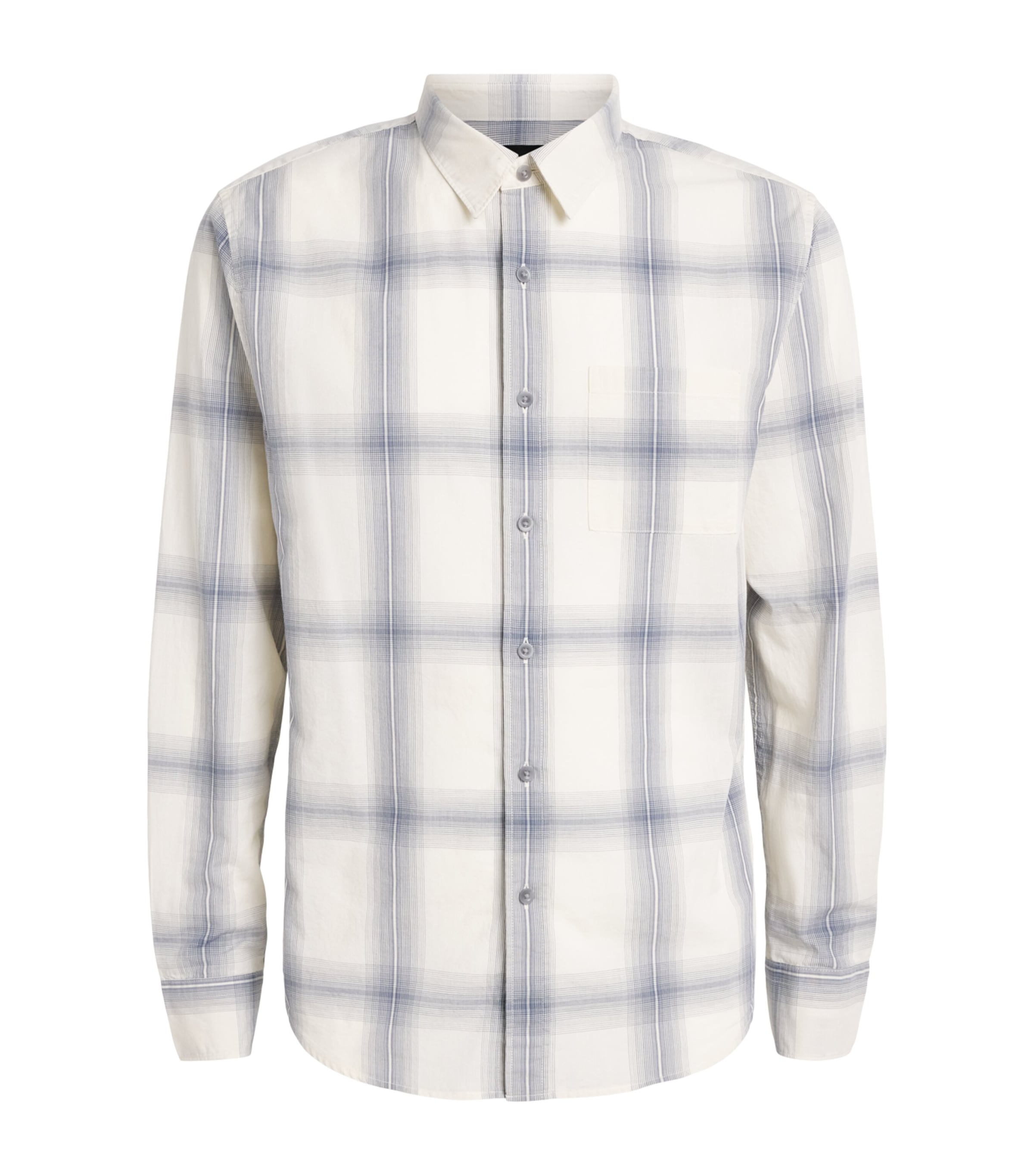 Vince Mens Cotton Check Townes Shirt Blanco/hawk Blue Image 1