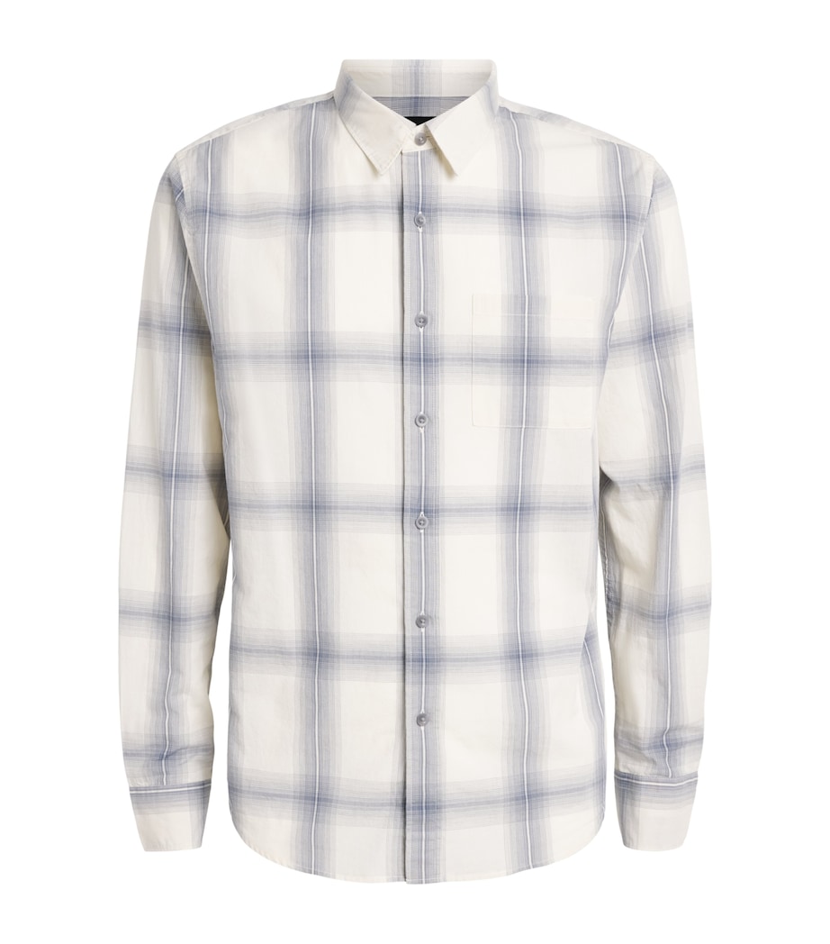 Vince Mens Cotton Check Townes Shirt Blanco/hawk Blue Image 1