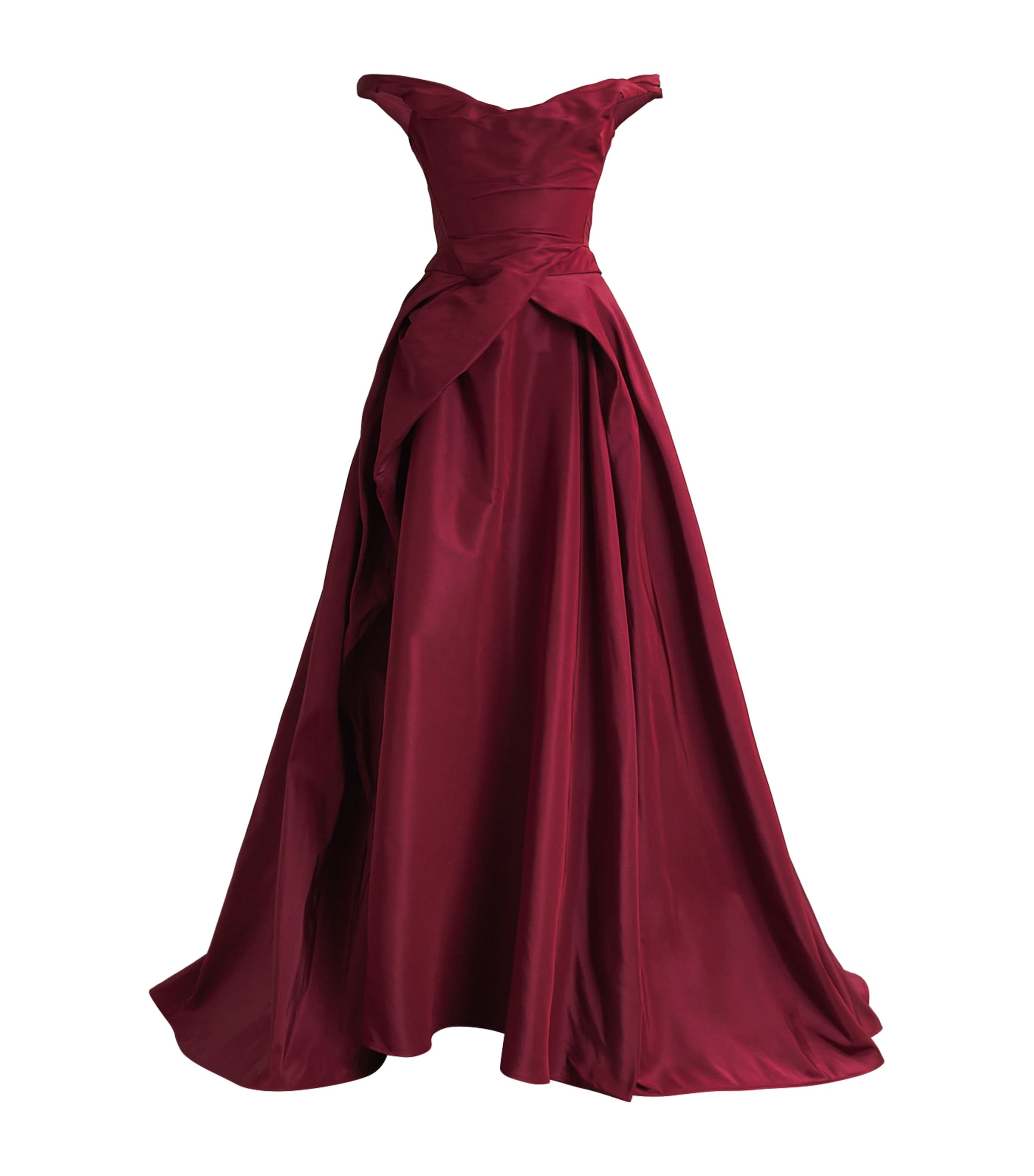 Faille Draped Tabitha Gown I406 BURGUNDY Image 1