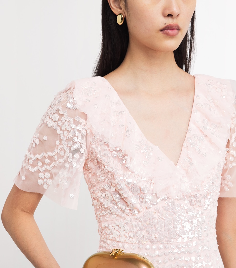 Anais Sequin Frill Gown SEASHELL Image 4