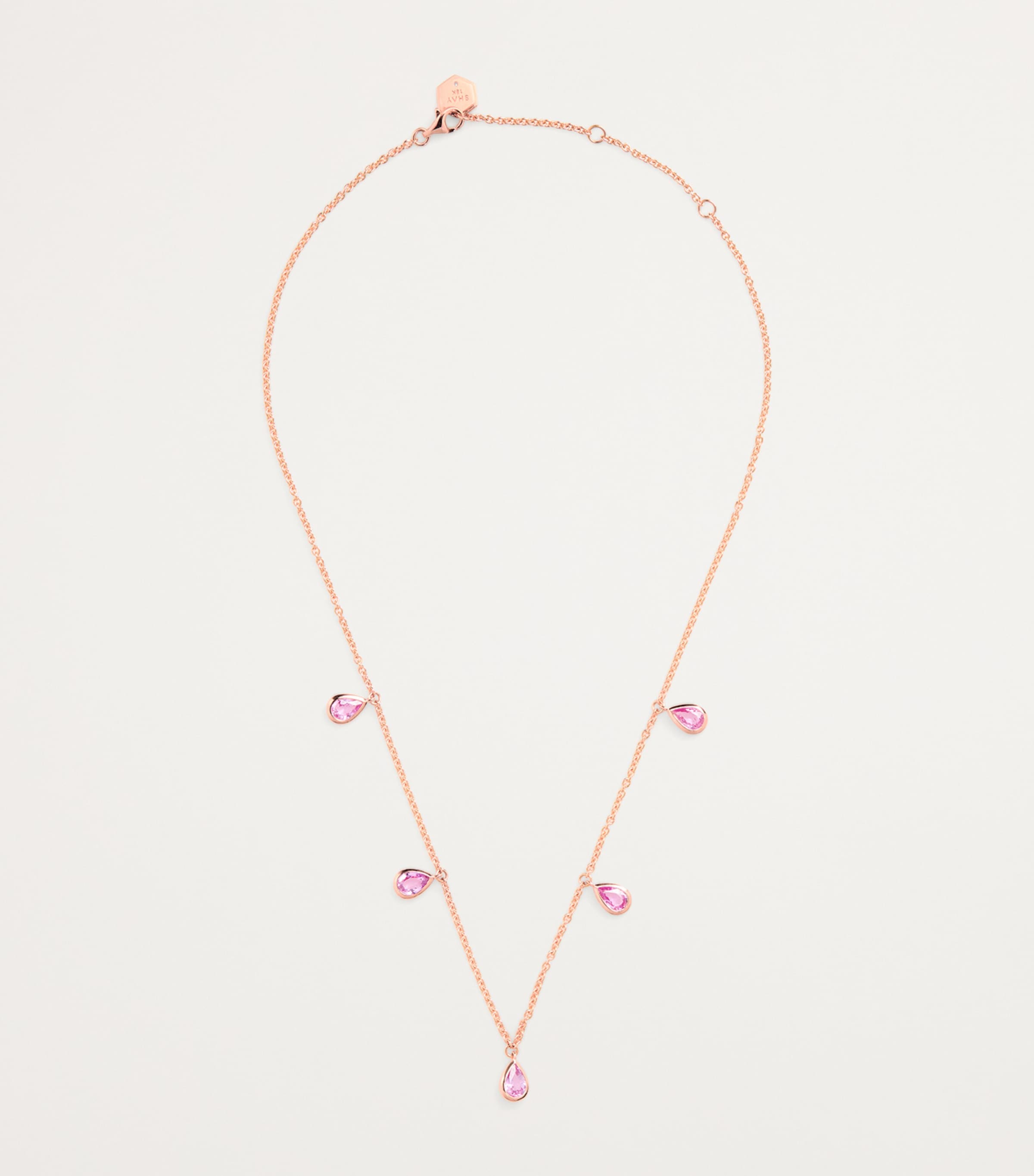 SHAY Rose Gold and Pink Sapphire Pear Drop Necklace Rose Gold Image 3