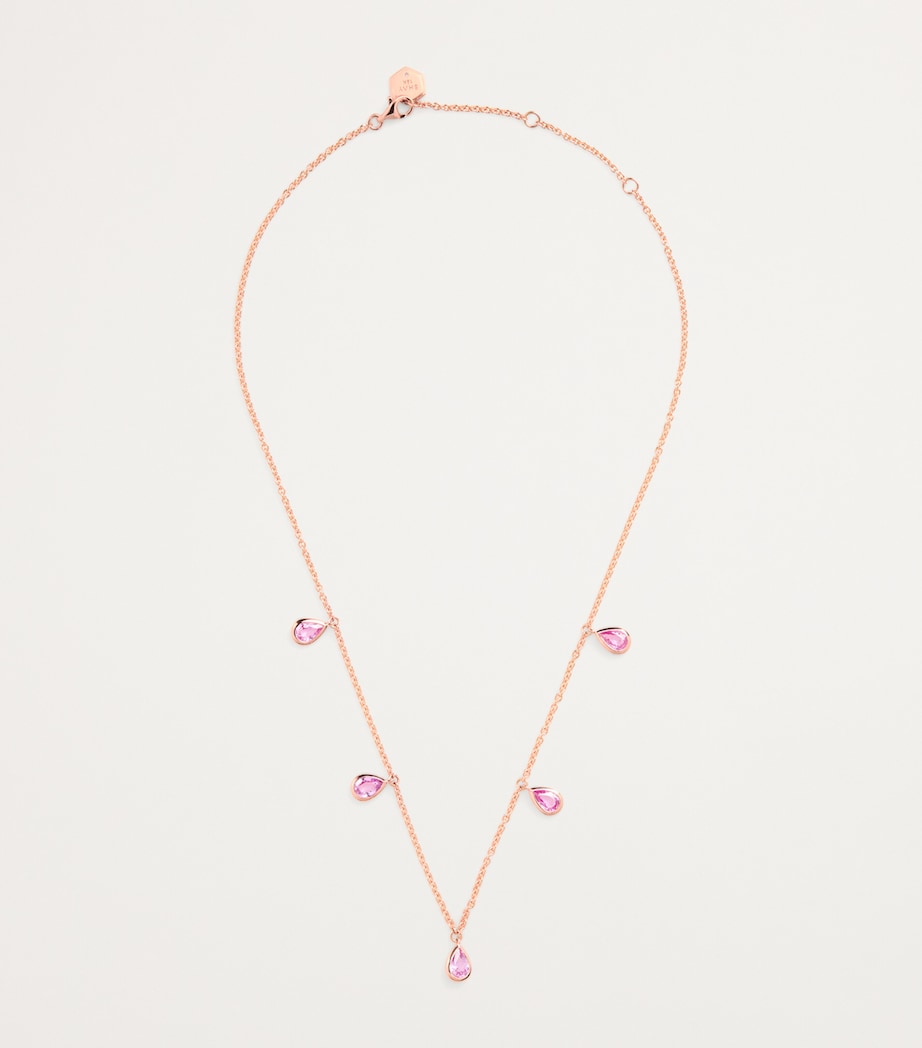 SHAY Rose Gold and Pink Sapphire Pear Drop Necklace Rose Gold Image 3