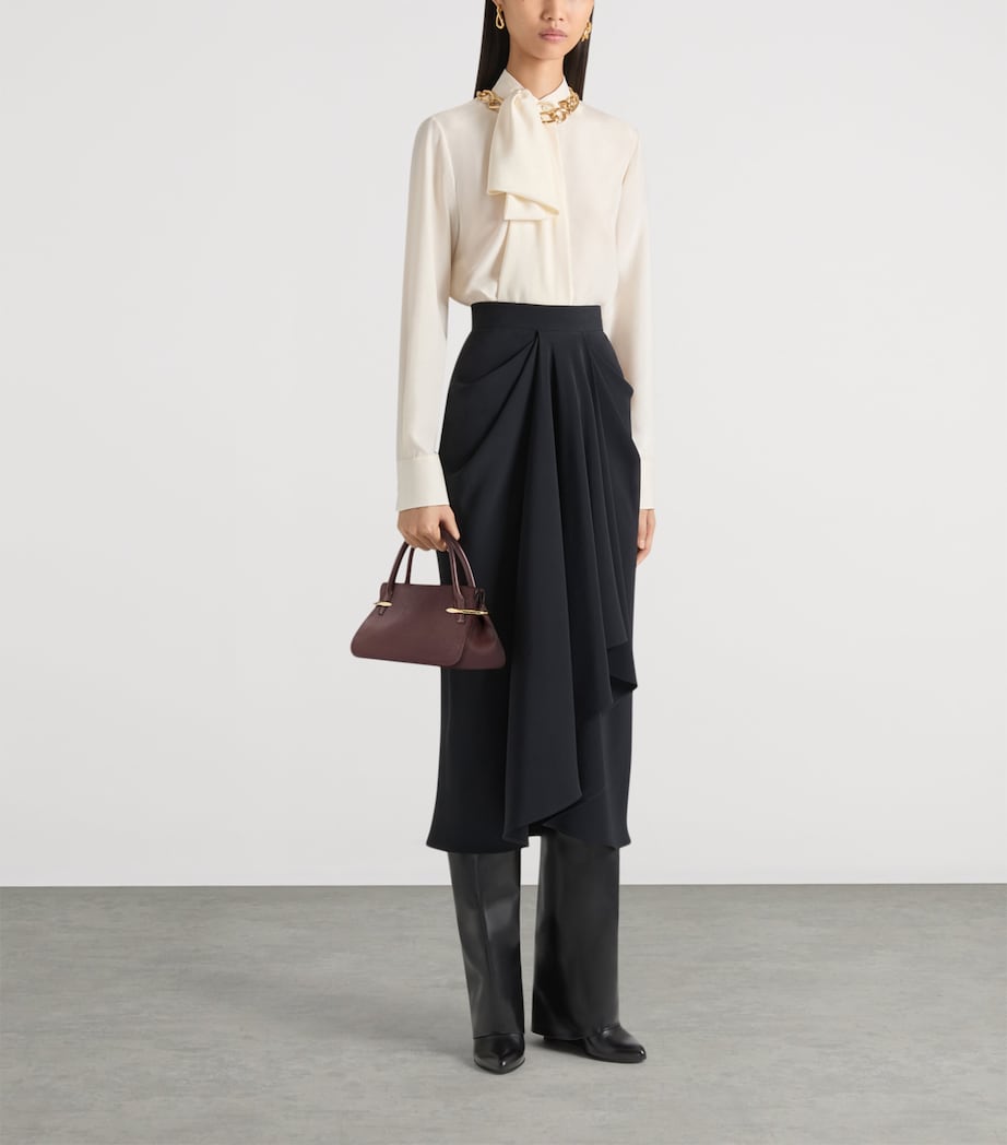 Mini Leather Pinch Top-Handle Bag EBONY BROWN Image 2