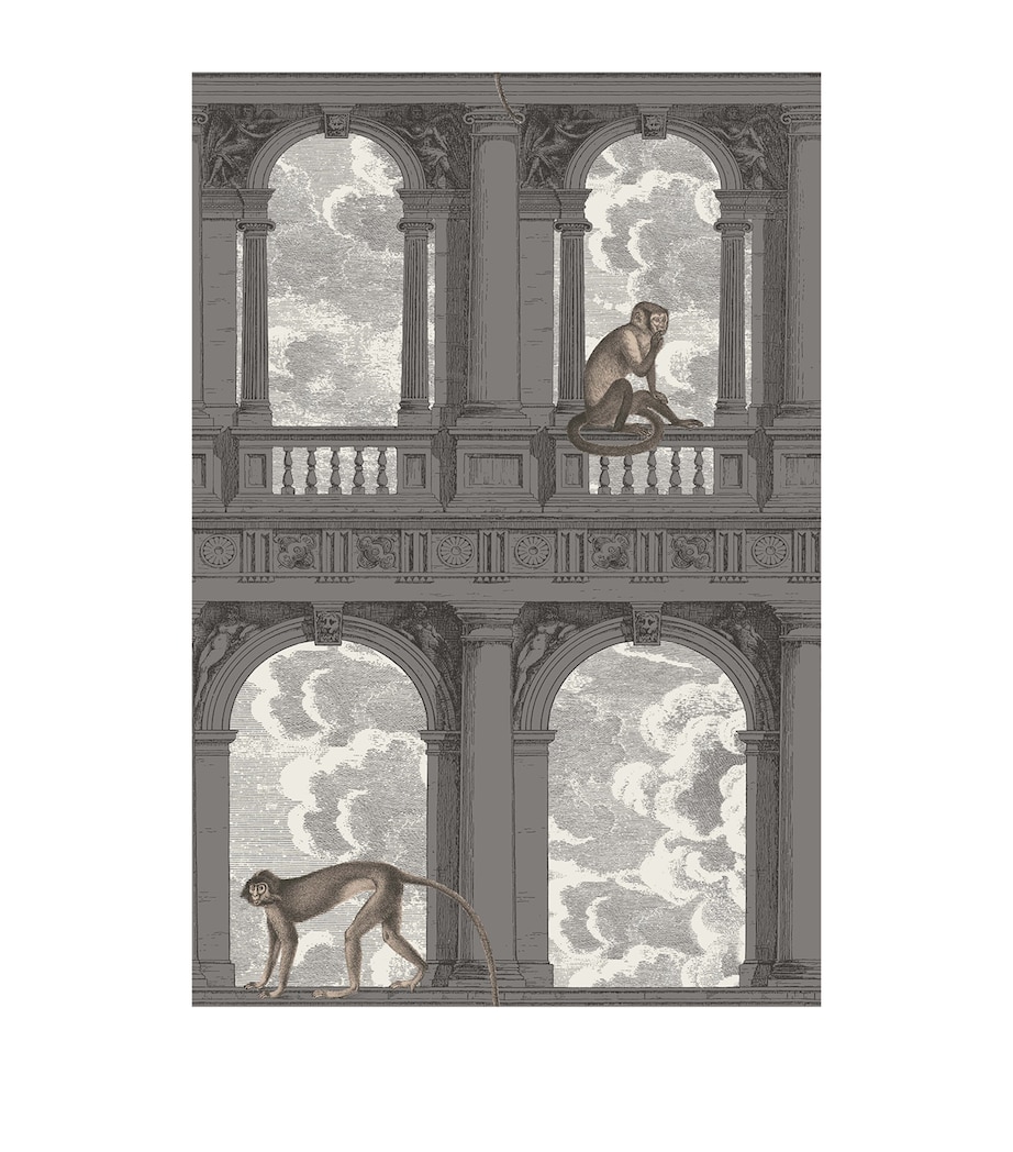 x Fornasetti Procuratie con Vista Wallpaper Roll SOOT & SNOW Image 1