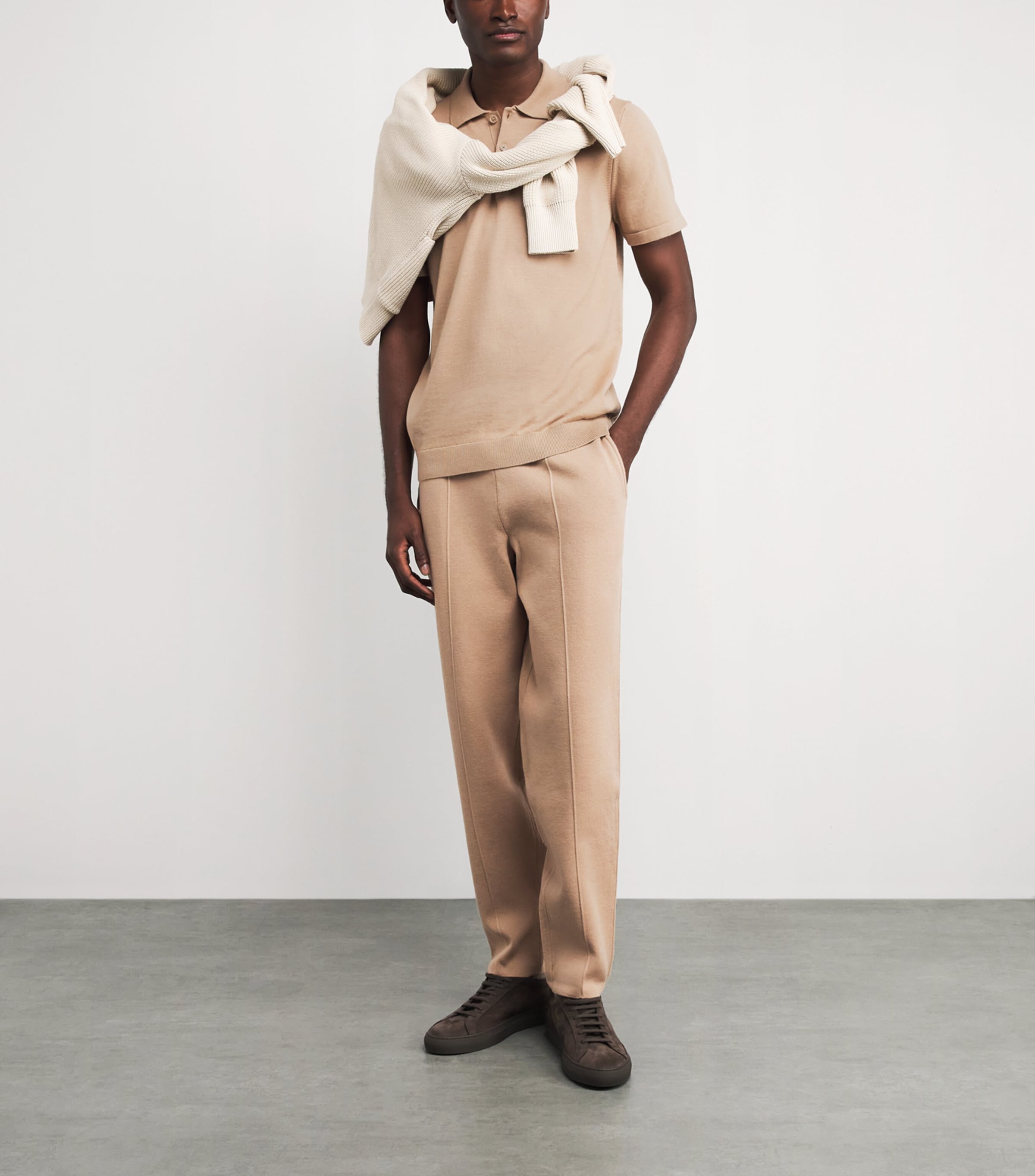 Falke Mens Organic Cotton Milano Trousers Seasame Image 2