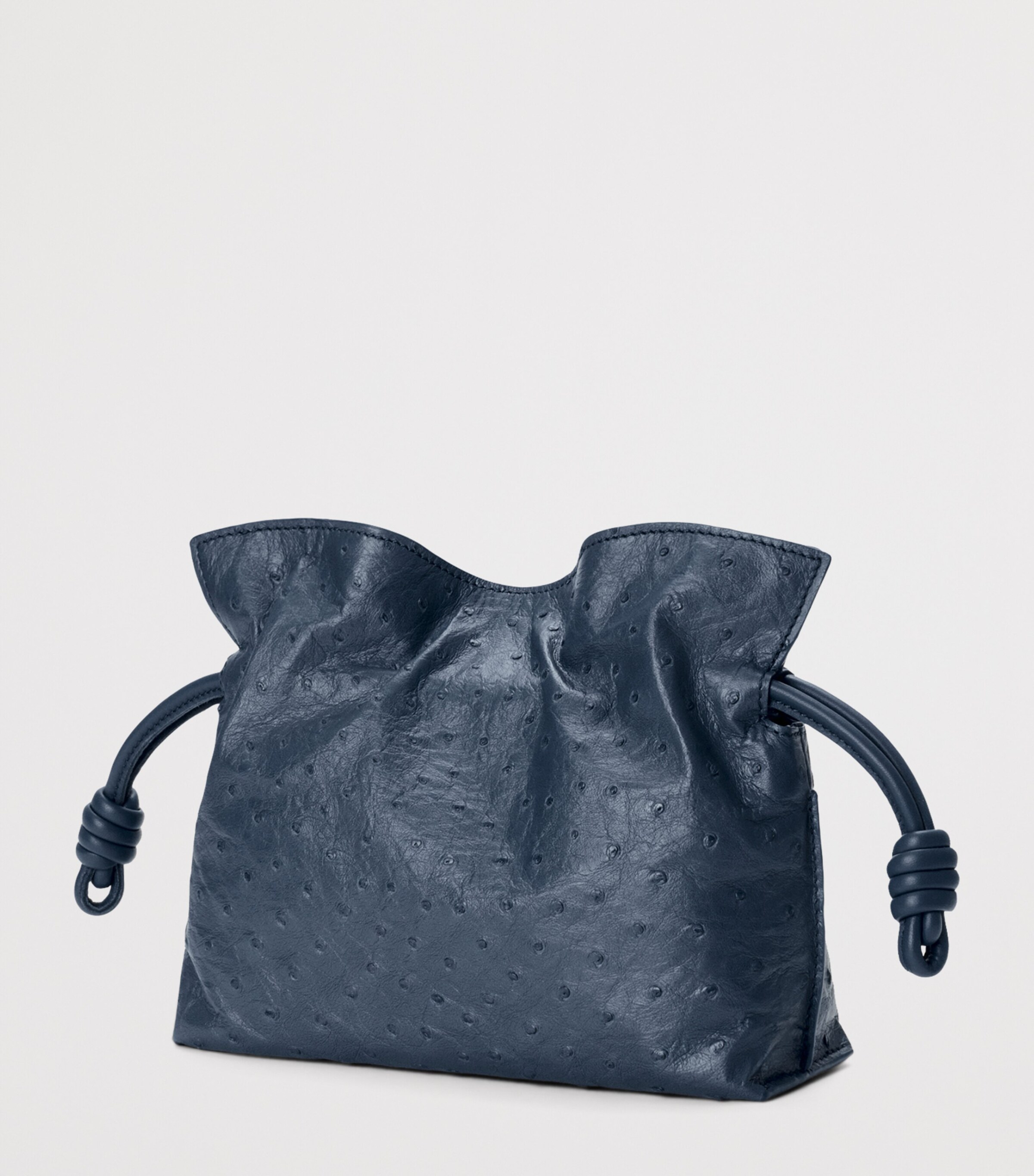 LOEWE Mini Ostrich Leather Flamenco Clutch Bag Deep Navy Image 2