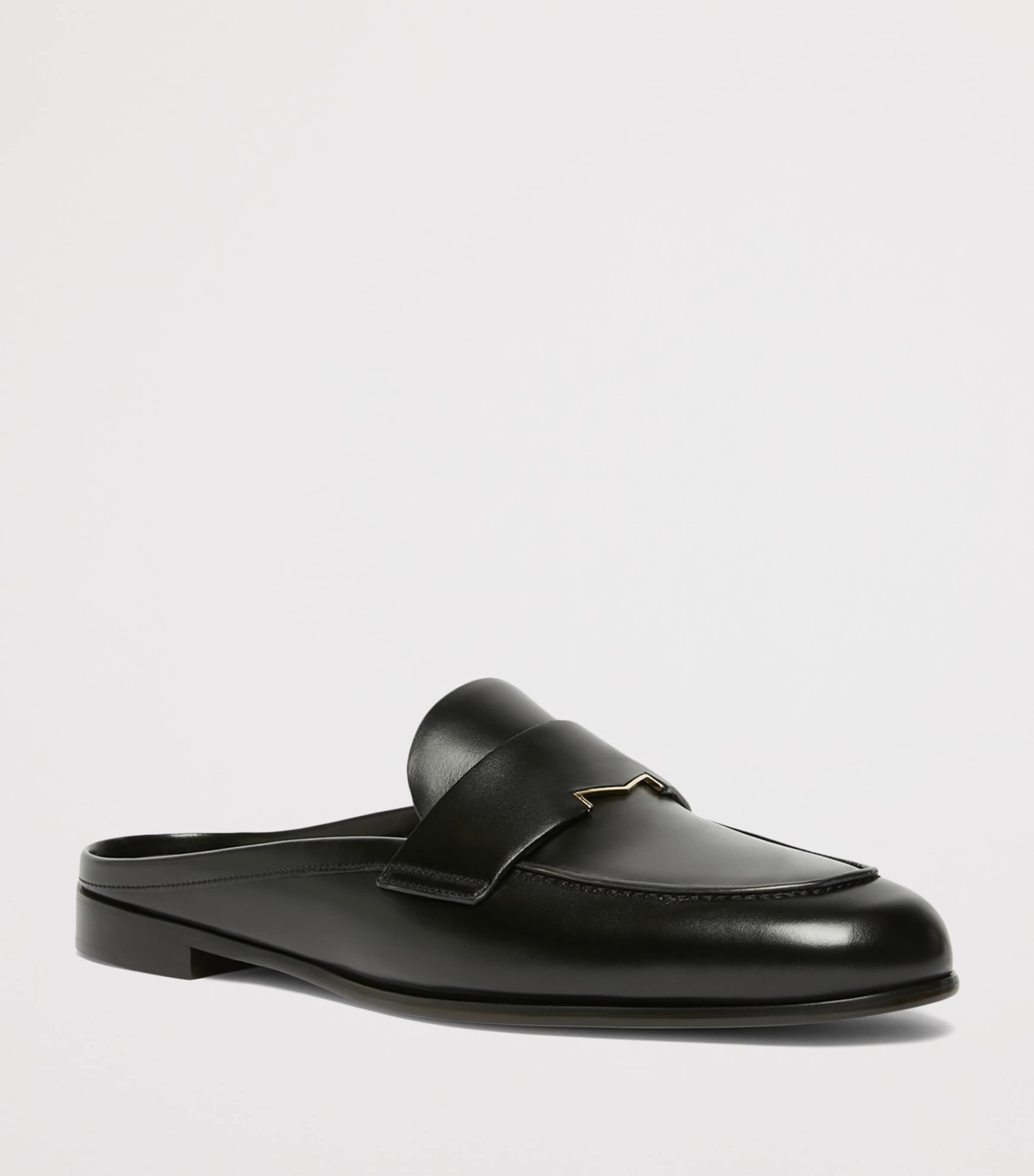 Max Mara Leather Logo-Hardware Mules Black Image 4