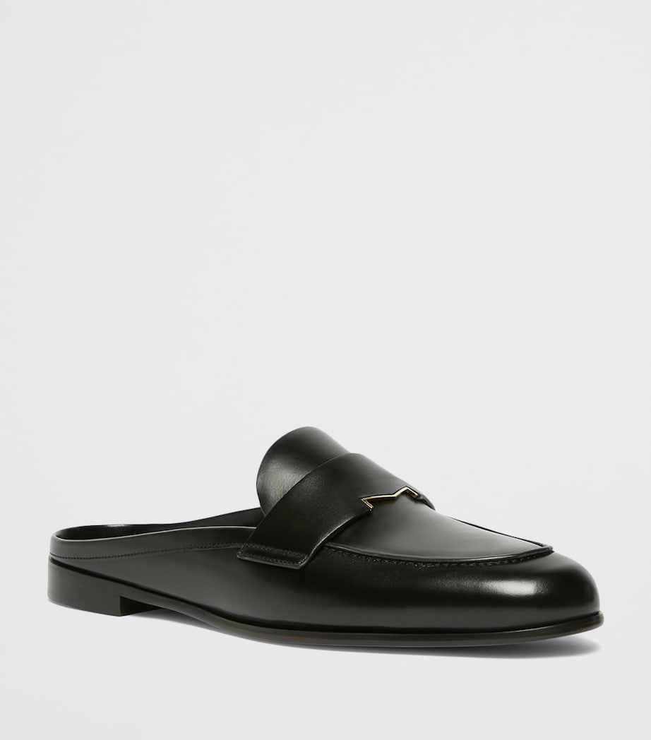 Max Mara Leather Logo-Hardware Mules Black Image 4