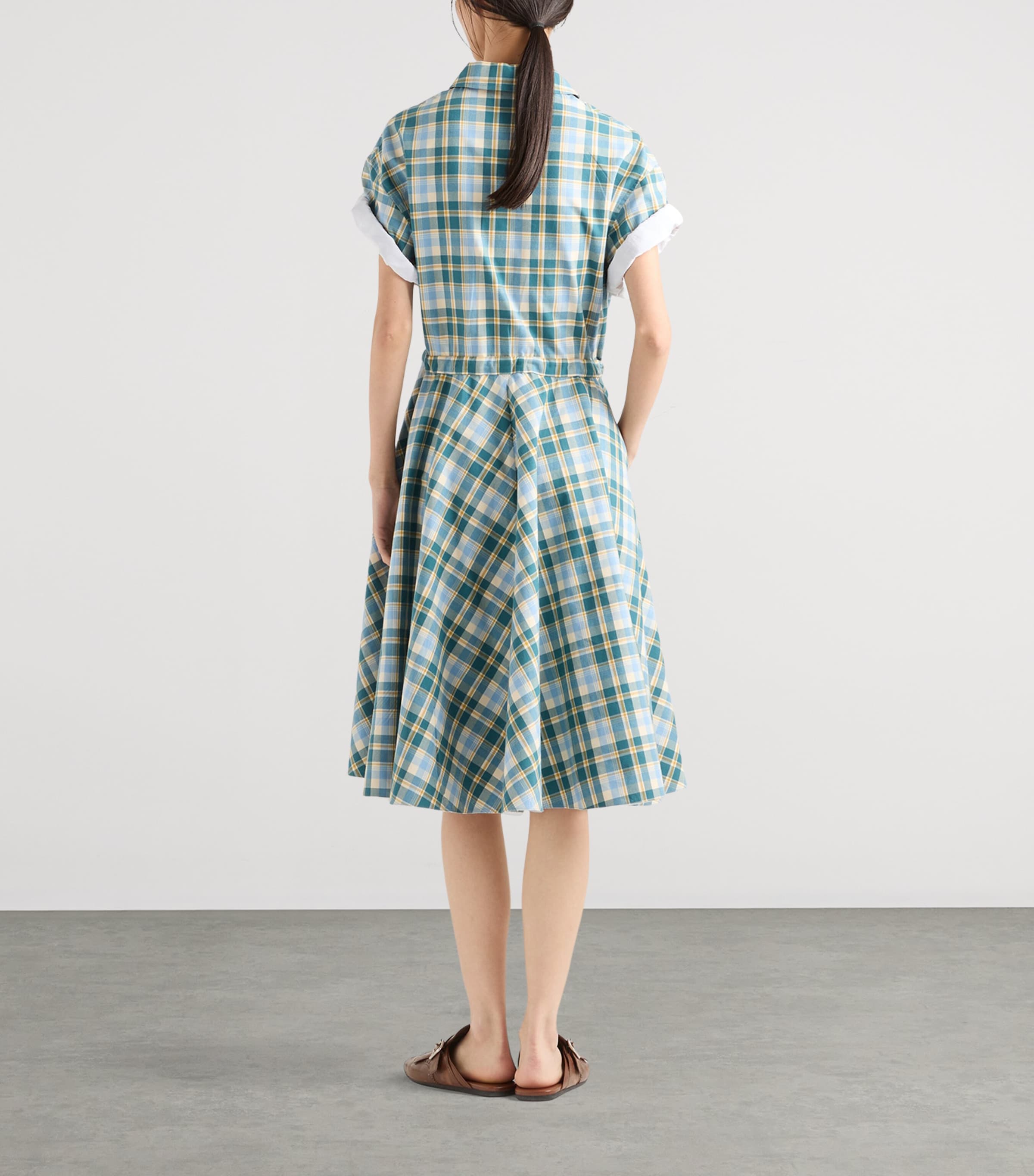 Prada Womens Cotton Check Shirt Dress Image 3