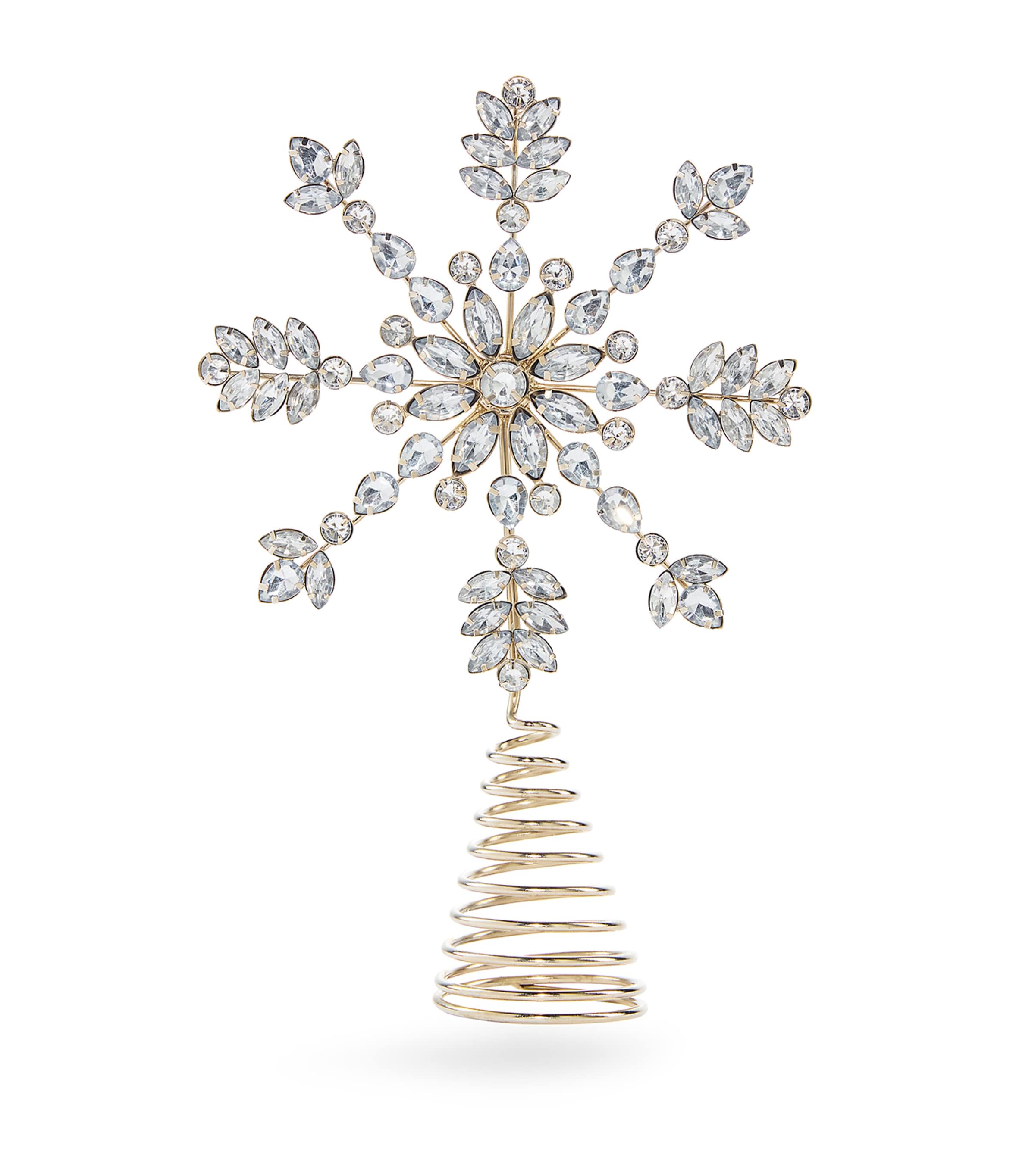 Harrods Metal Embellished Snowflake Tree Topper In Gold