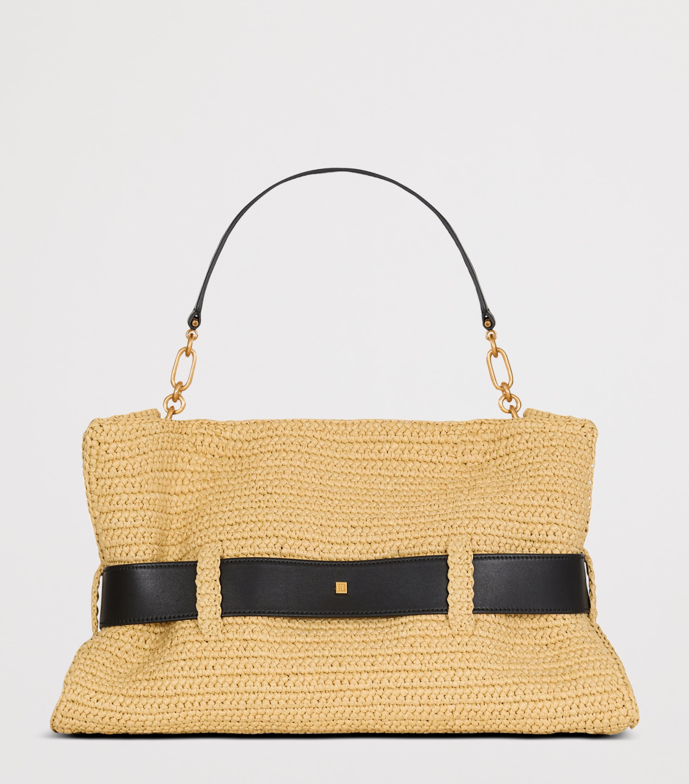 Balmain Medium Faux-Raffia Anthem Shoulder Bag Gte Naturel / Noir Image 7