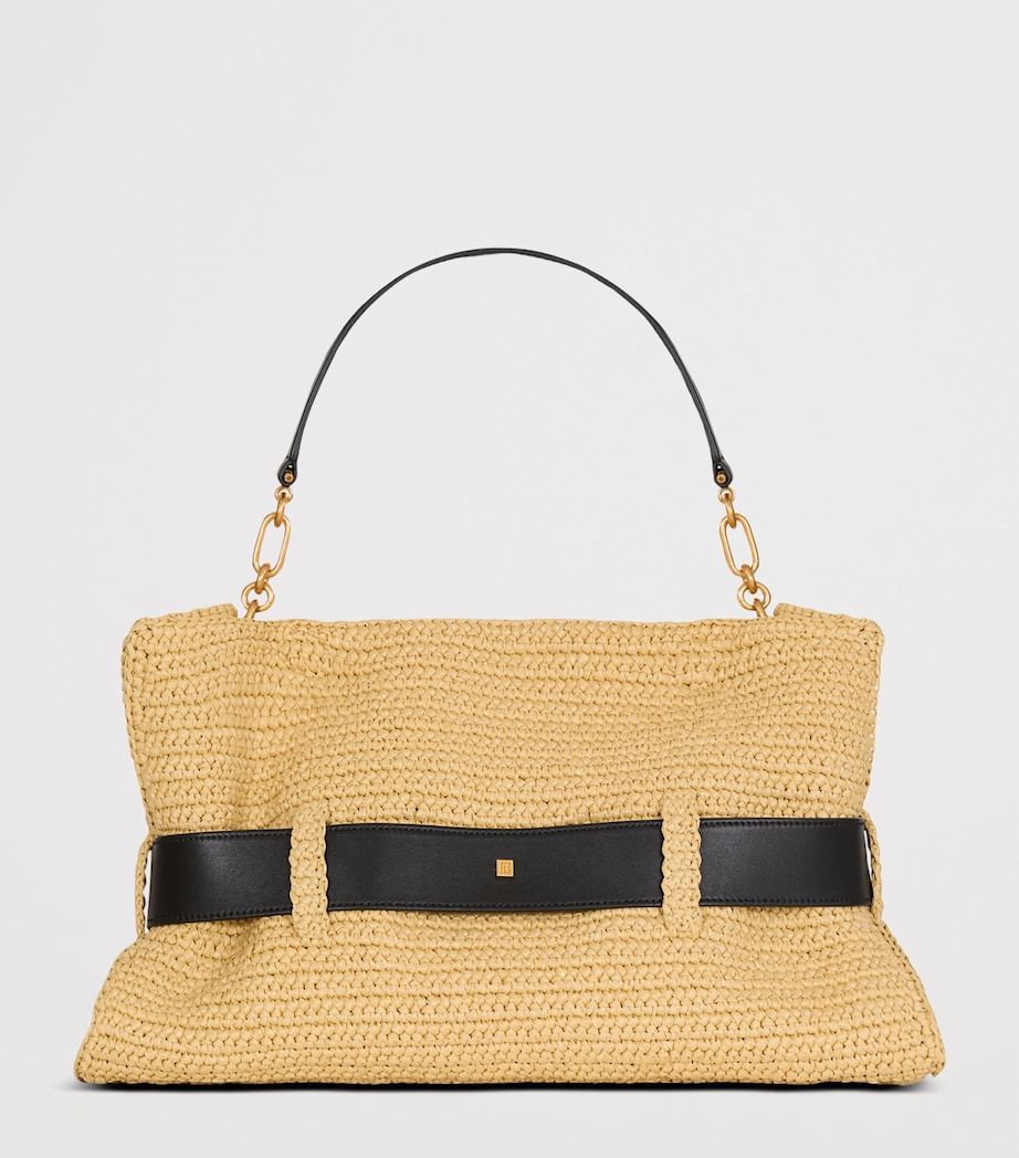 Balmain Medium Faux-Raffia Anthem Shoulder Bag Gte Naturel / Noir Image 7