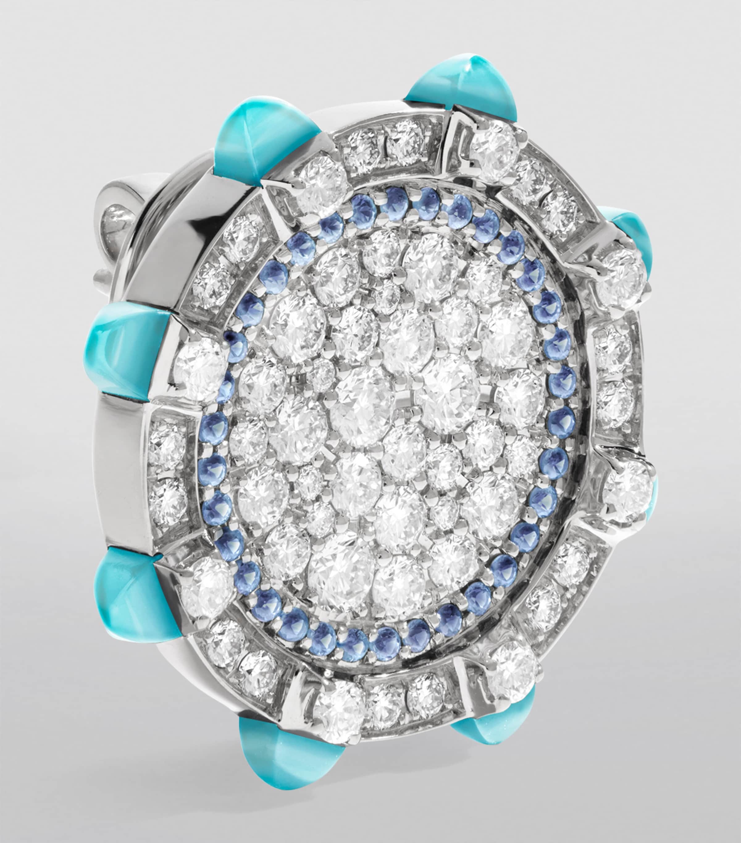 White Gold, Diamond and Sea Blue Chalcedony Tip-Top Statement Earrings WHITE GOLD Image 2